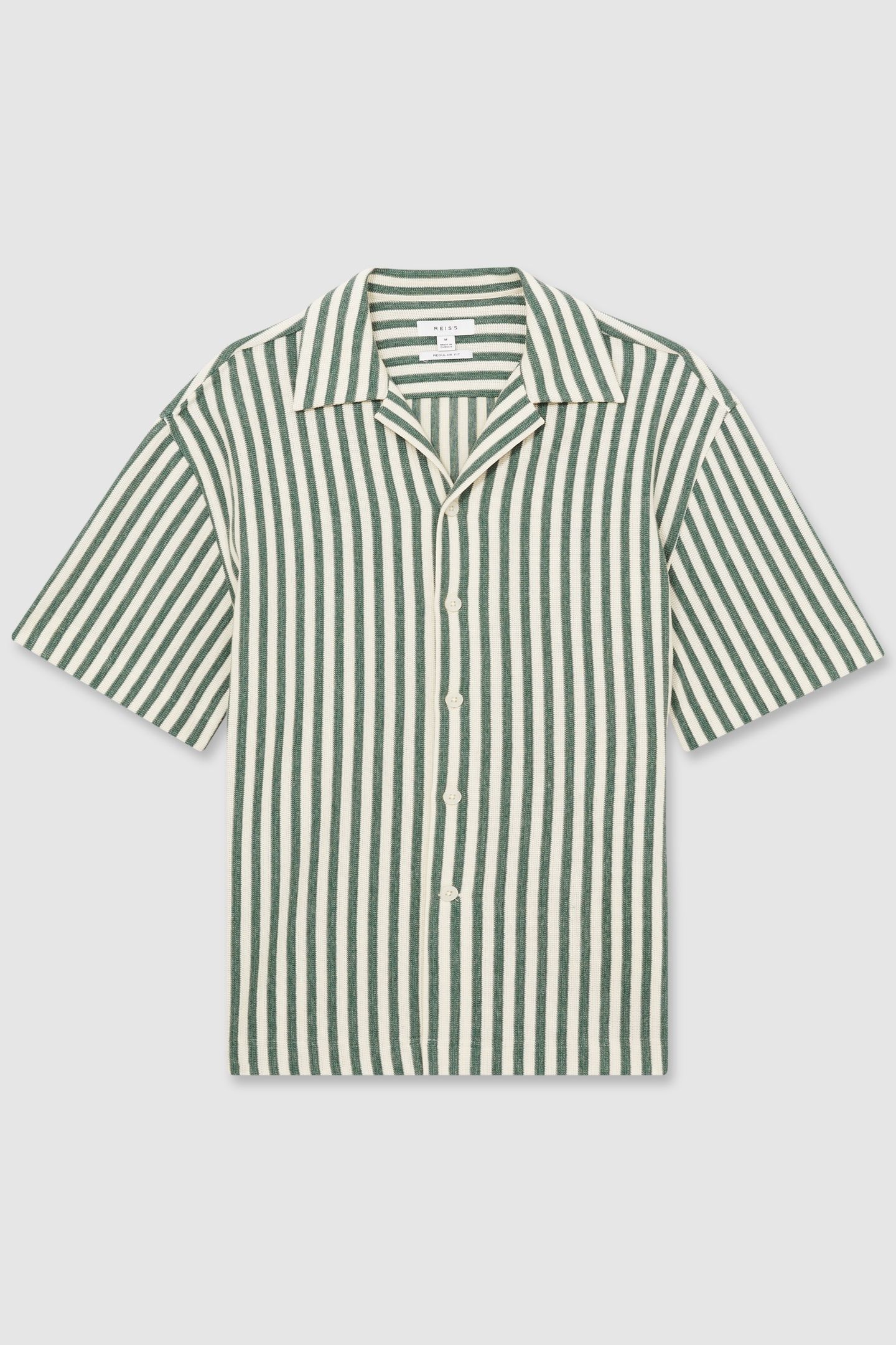 SS TEXTURED STRIPE CUBAN SHIRT GREEN/WHITE 3