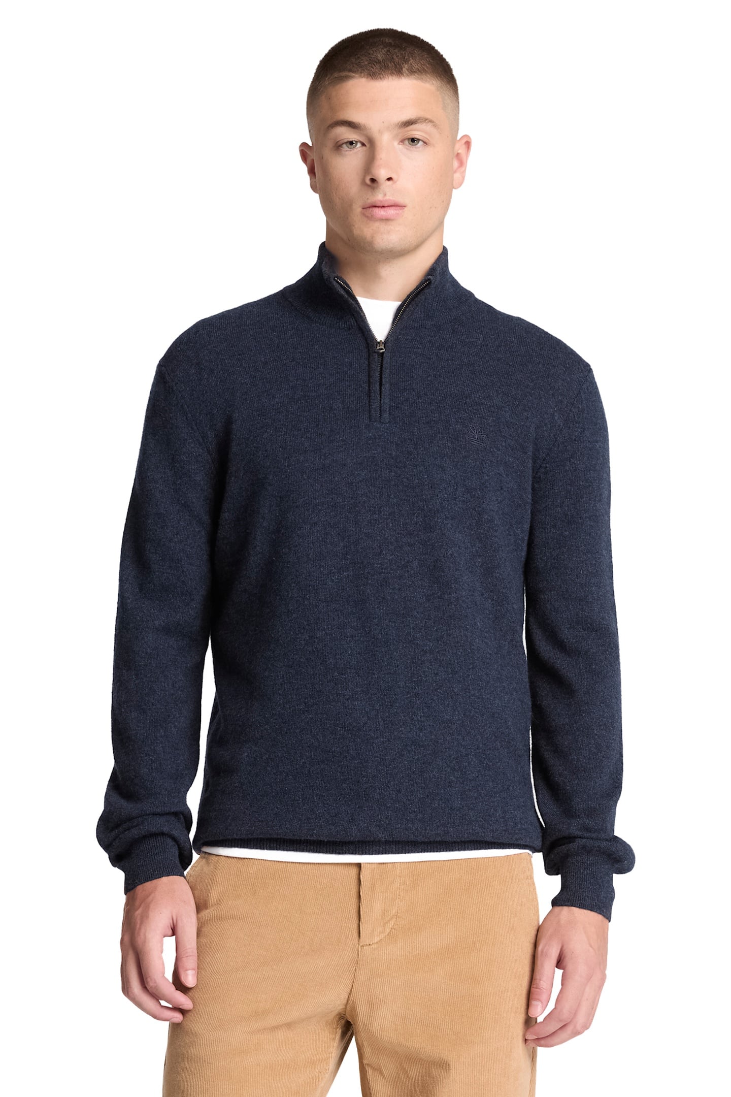 JAFFREY WOOL 1/4 ZIP SWEATER DARK SAPPHIRE HEATHER 1