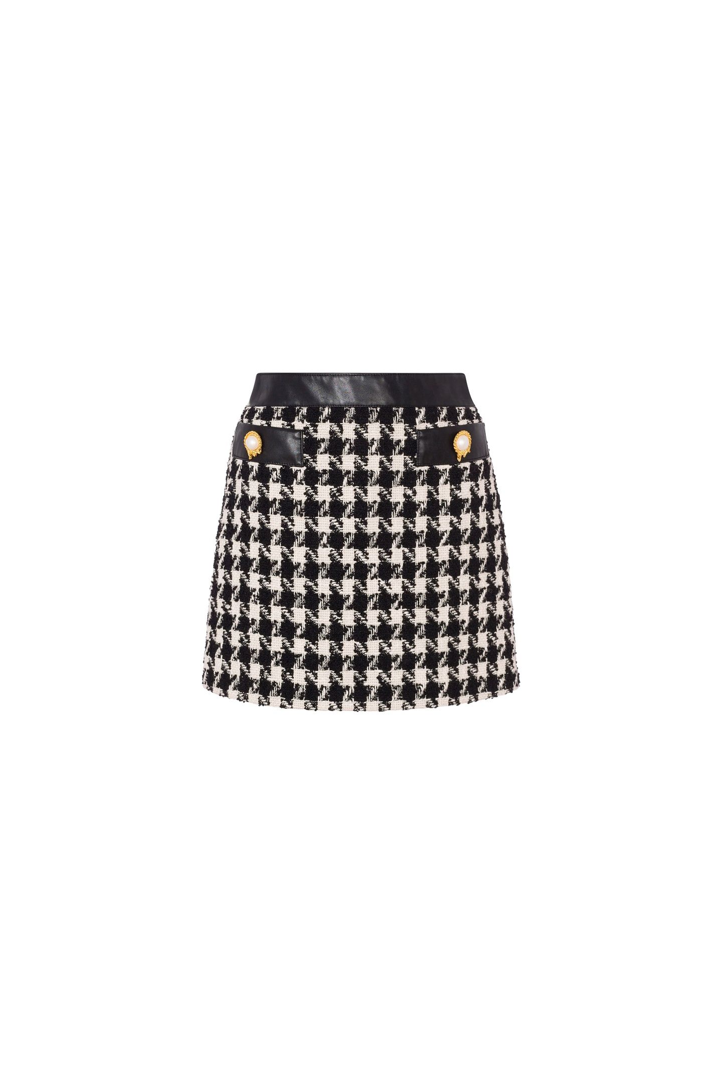 HOUNDSTOOTH BOUCLÉ MINISKIRT WHITE 3