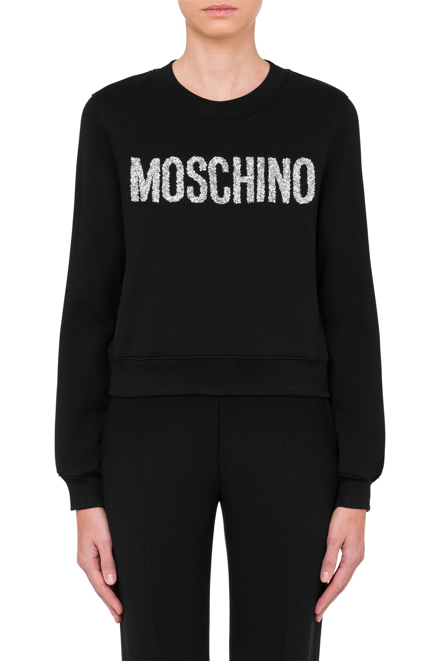 SPARKLING LOGO ORGANIC COTTON SWEATSHIRT BLACK 1