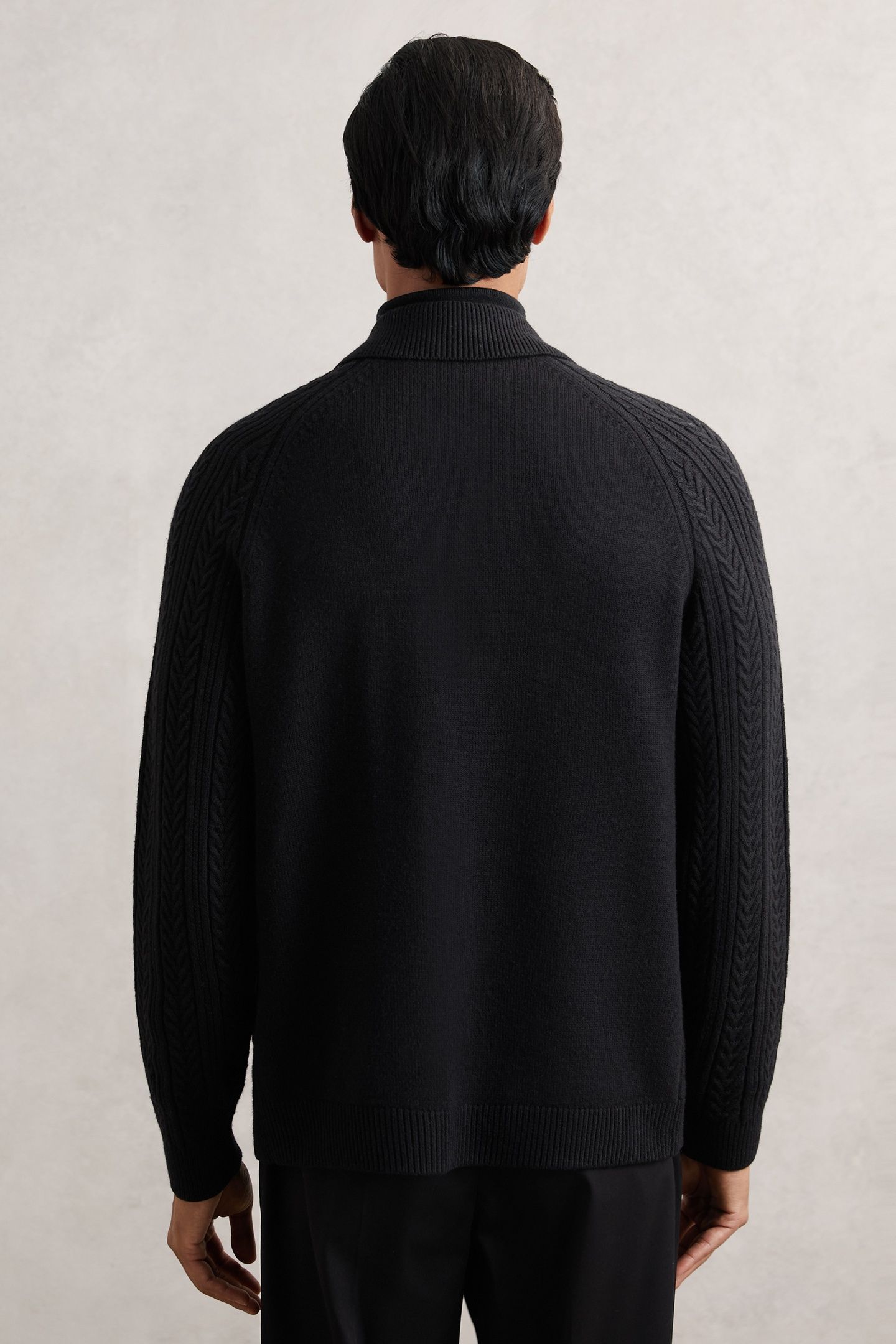 LS BUTTON THROUGH CABLE CARDIGAN BLACK 2