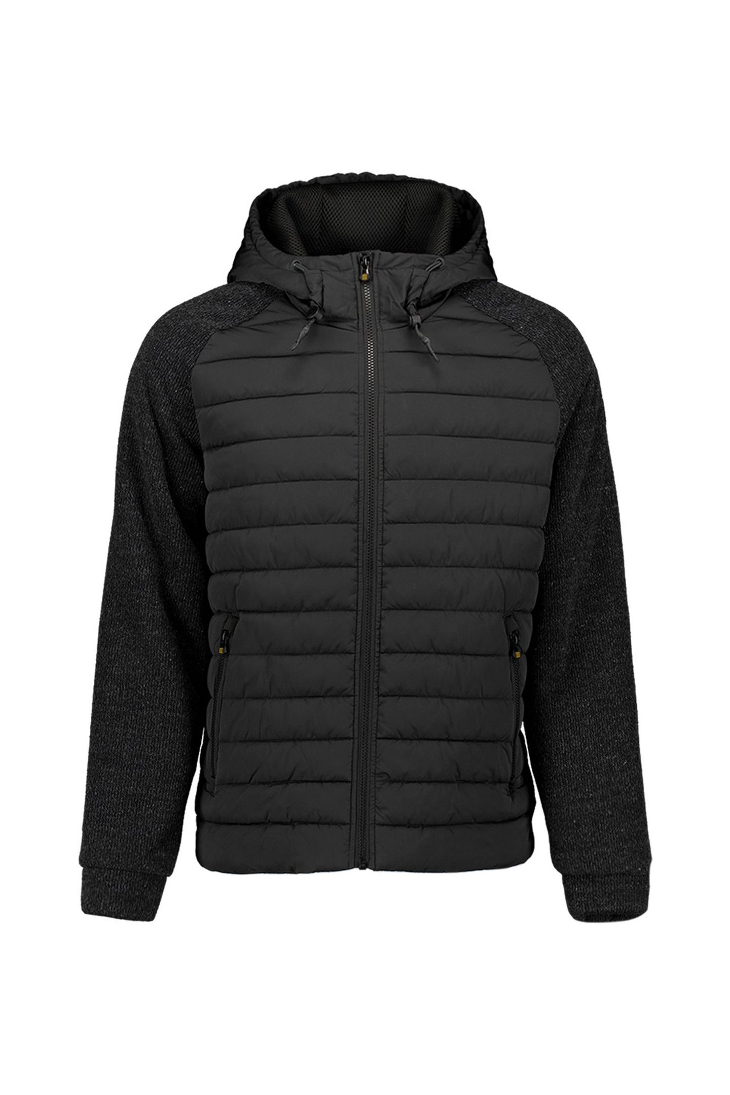 JACKET SHORT FIT PUFFER KNITTED MIX BLACK 1
