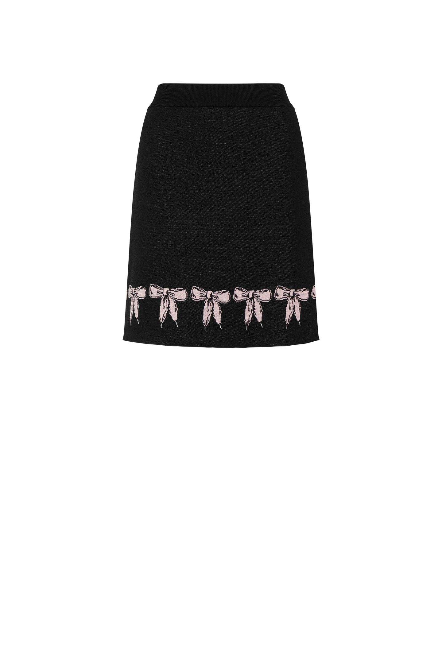 BOW LACES STRETCH KNIT MINI SKIRT BLACK 3