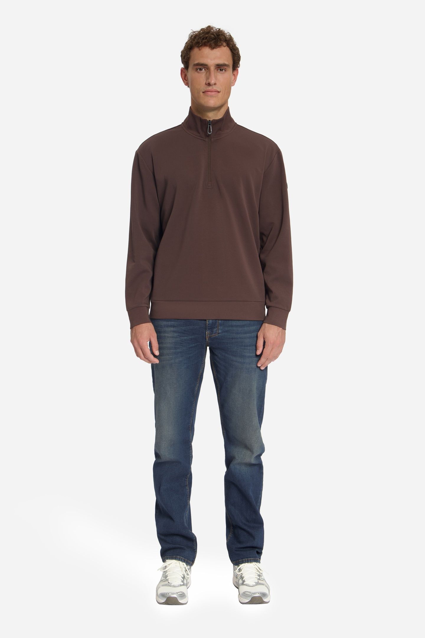 SWEATER HALF ZIP DARK BROWN 2