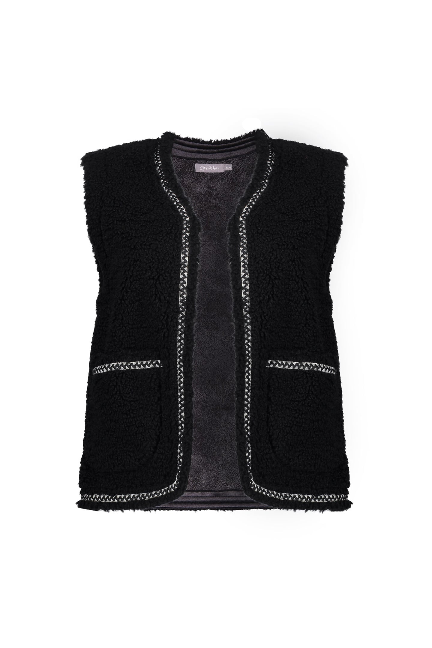 GILET TEDDY EMBROIDERY BLACK/TAPE BLACK ZIGZAG 1