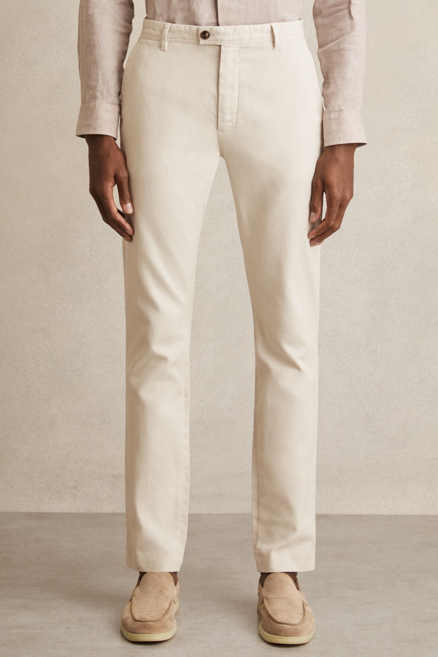 PIQUE CHINO TROUSER OFF WHITE 1