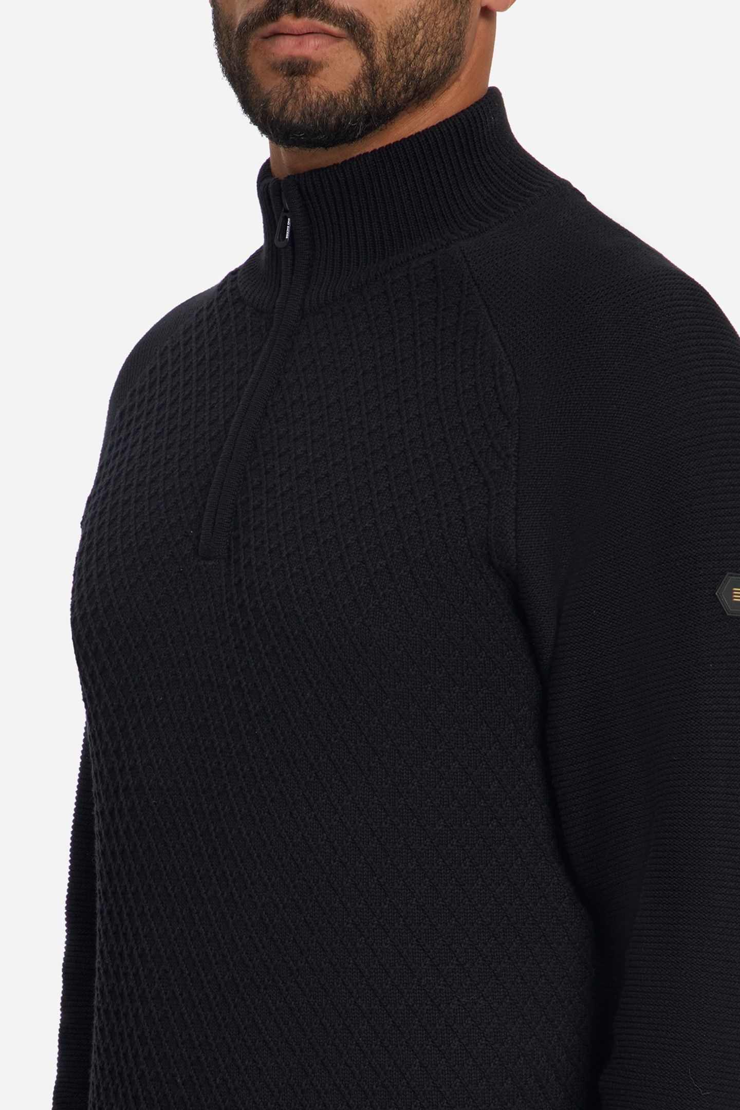 PULLOVER HALF ZIP CABLE KNIT BLACK 7