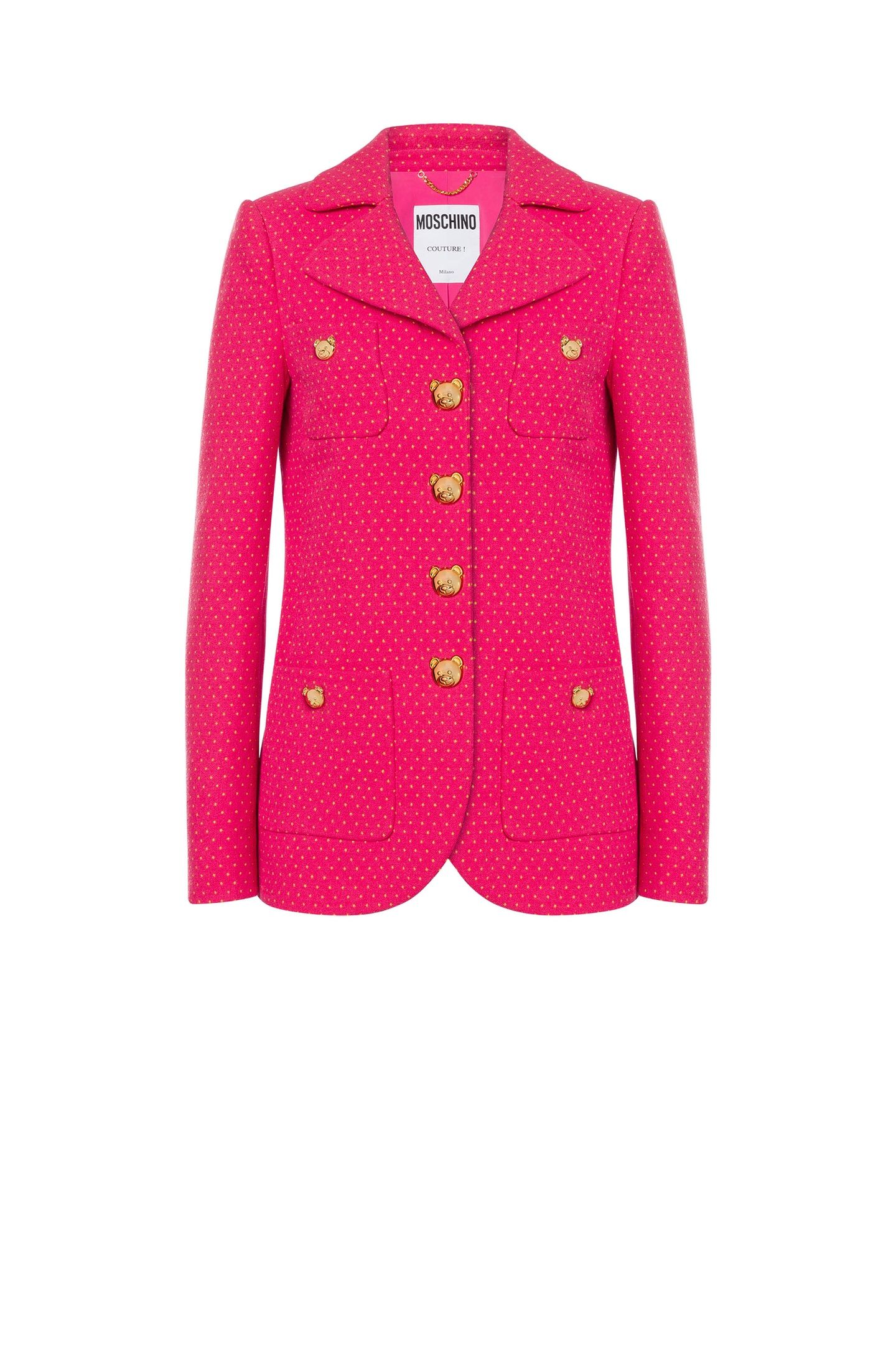 POLKA DOTS JACQUARD JACKET TEDDY BUTTONS PINK 3