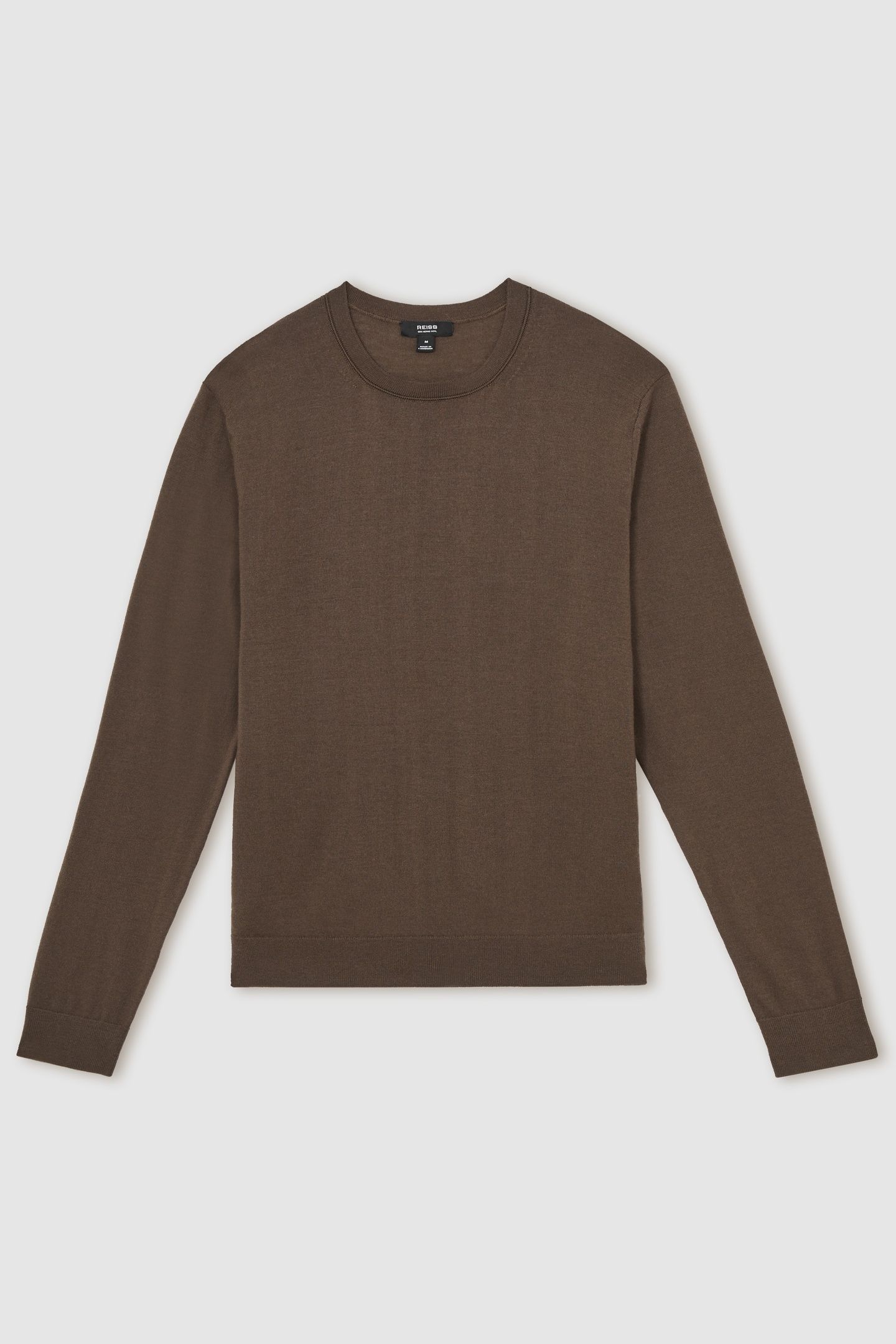 LS CREW MERINO WOOL JUMPER CHOCOLATE BROWN 4