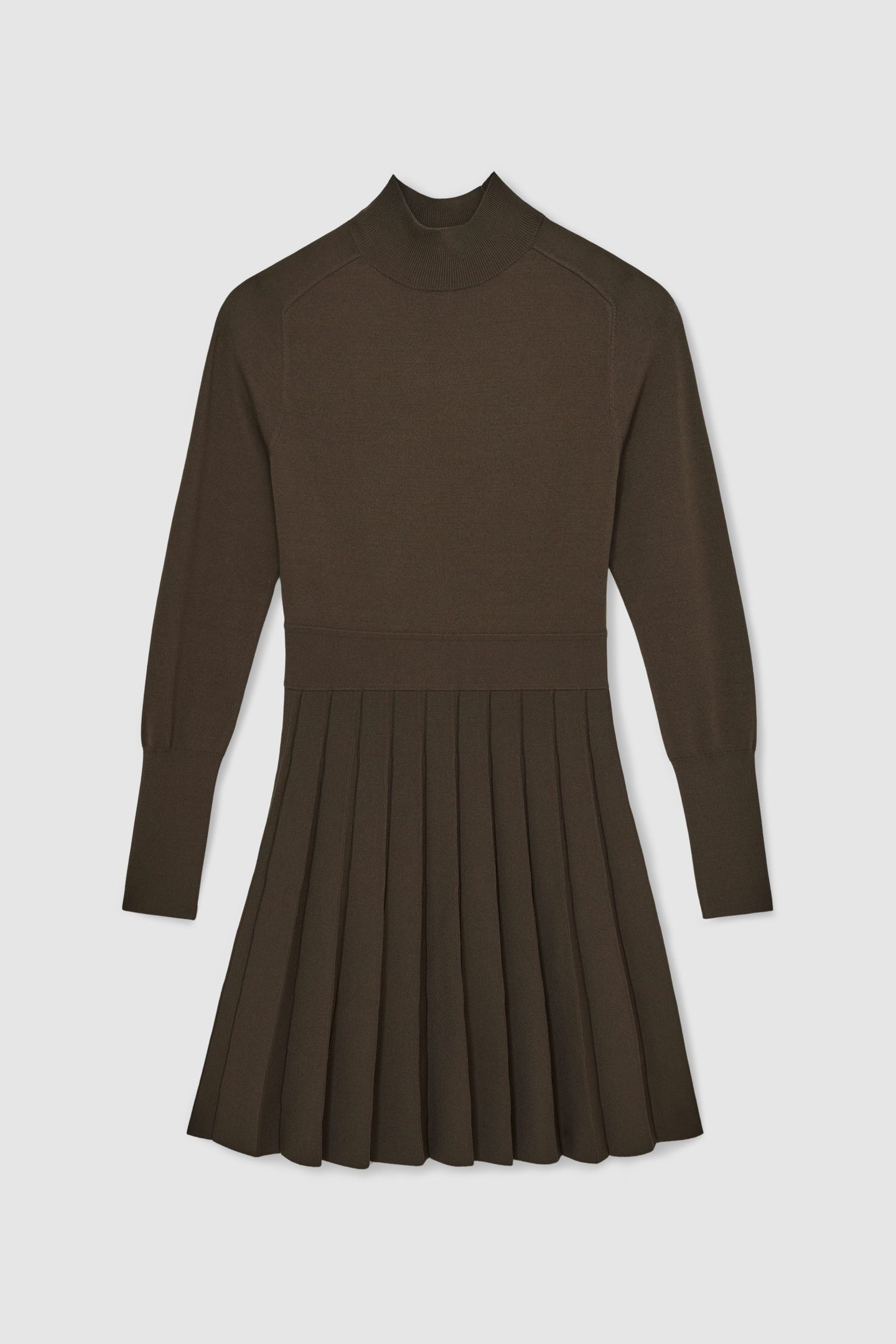BELTED KNITTED MINI DRESS MOCHA BROWN 3