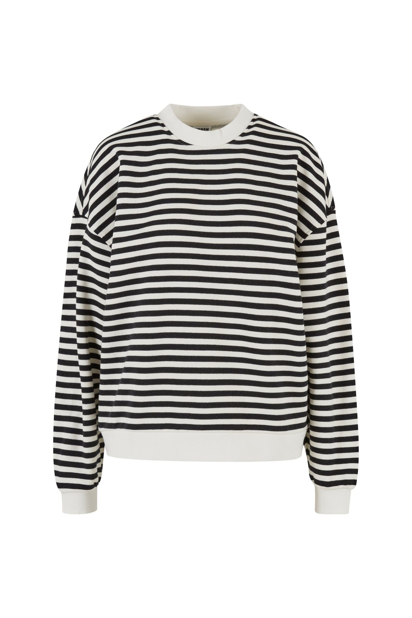 LADIES OVERSIZED STRIPED CREWNECK BLACK/WHITESAND 3