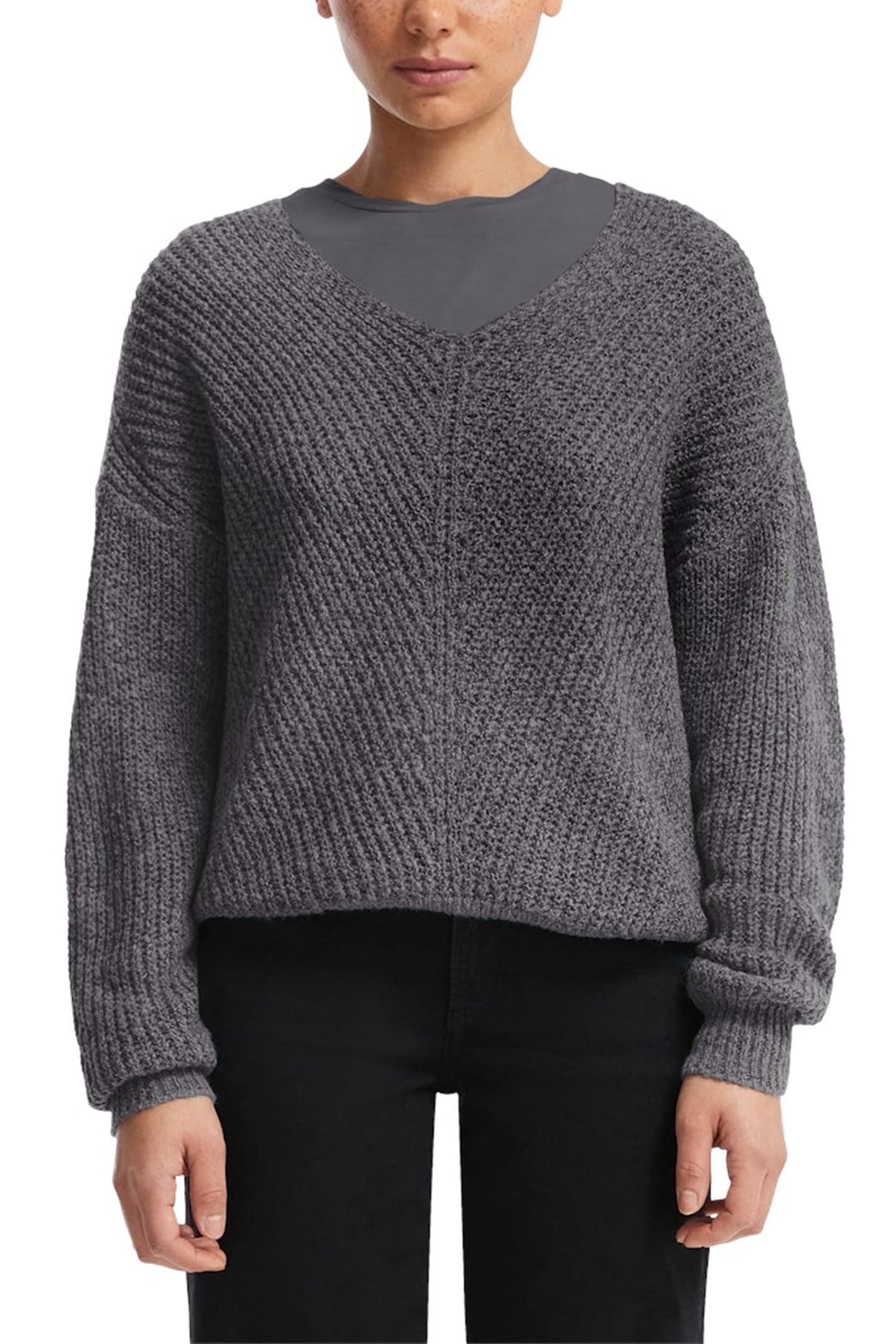 S.OLIVER-QS PULLOVER GREY/BLACK 1