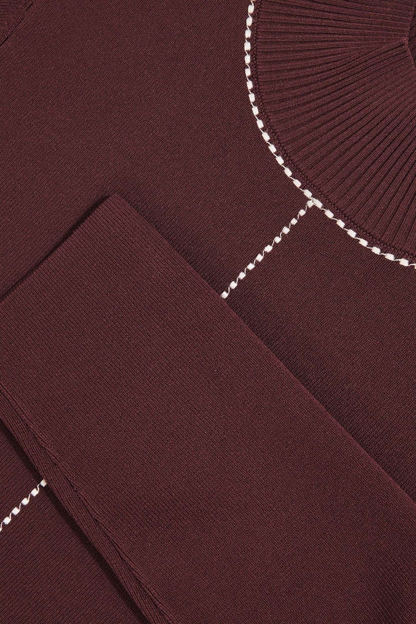 STITCH FRONT FUNNEL JUMPER BURGUNDY/CAMEL 6