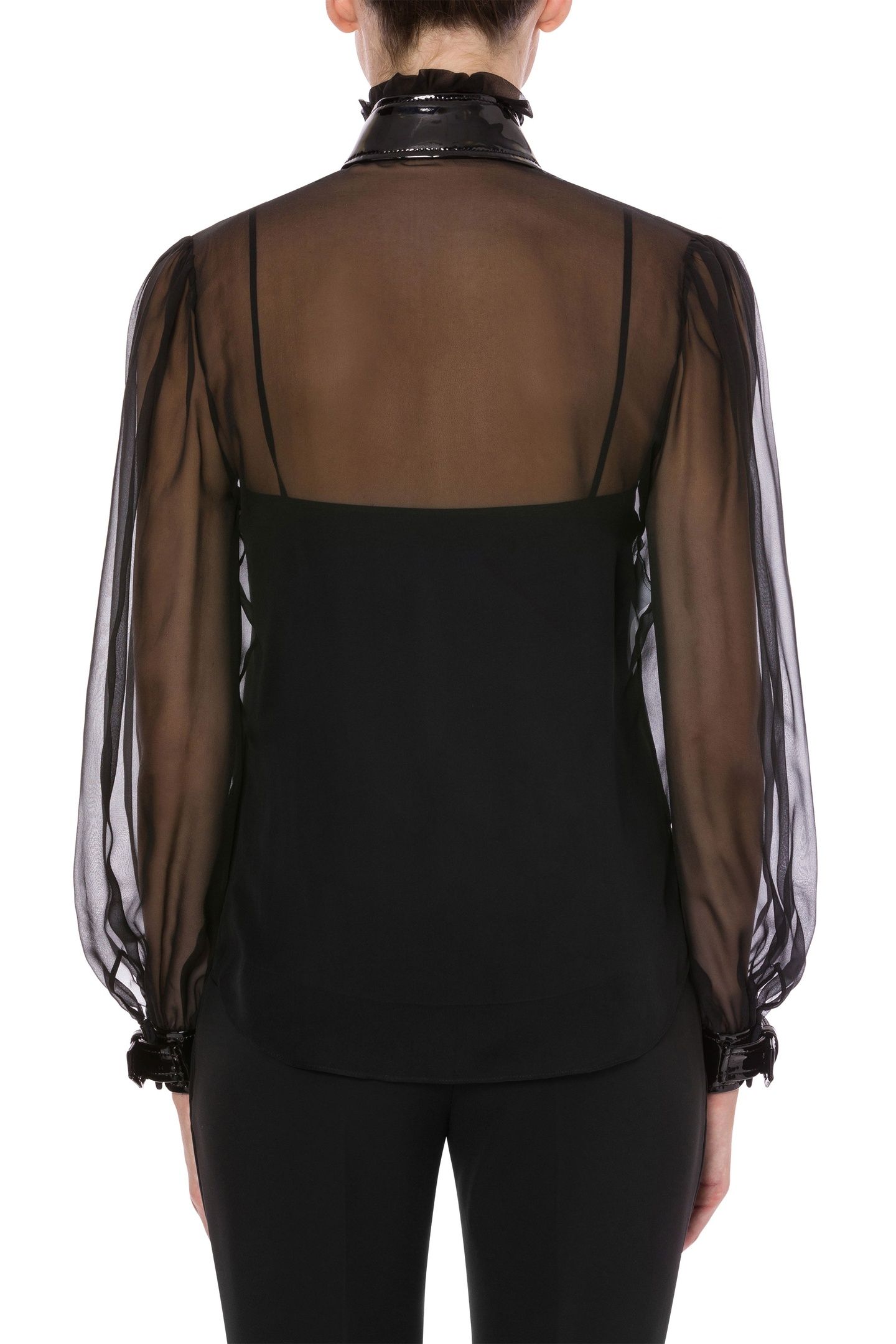 CHIFFON BONDAGE BUCKLE BLOUSE BLACK 2