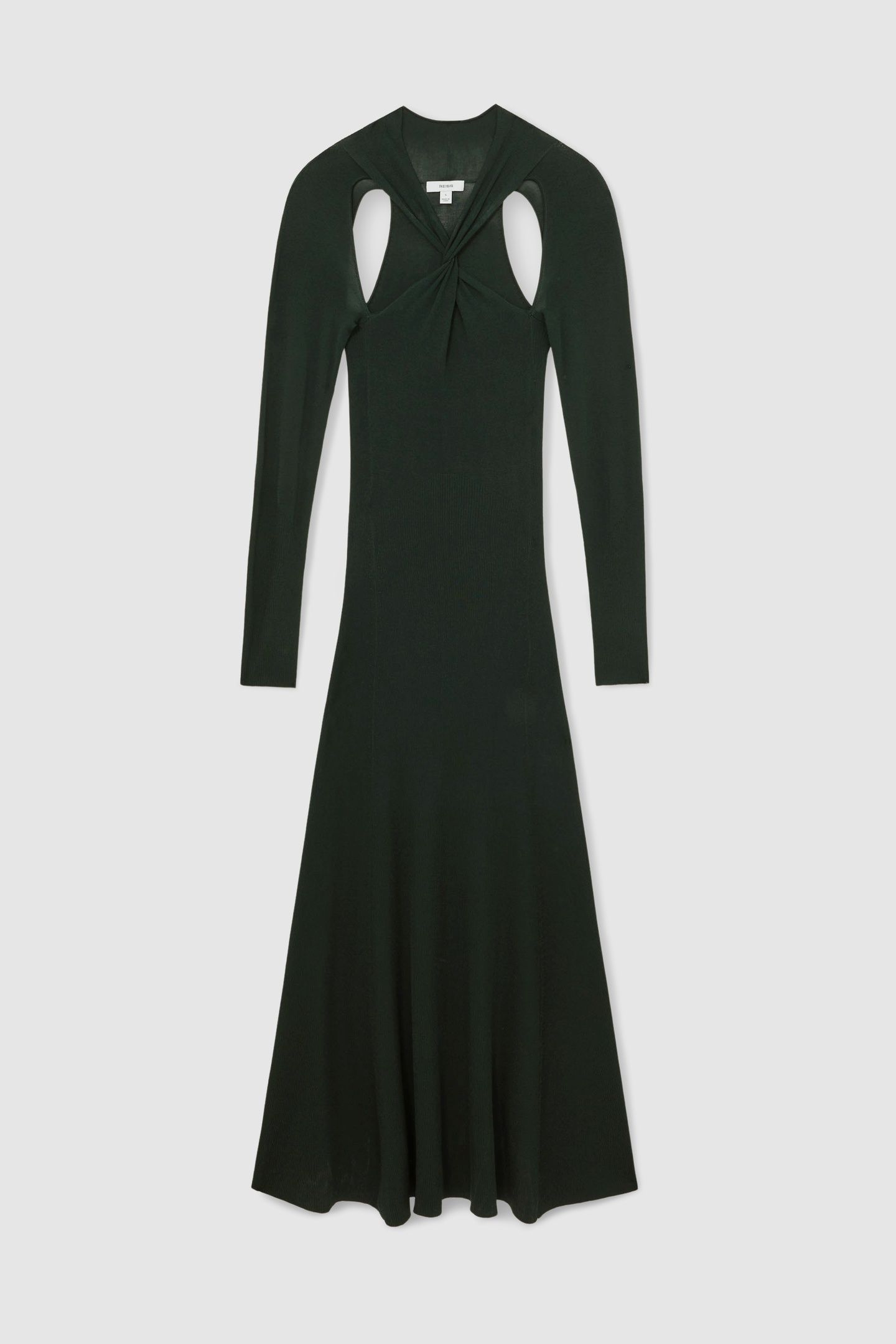 CUT OUT KNITTED MIDI DRESS DARK GREEN 3