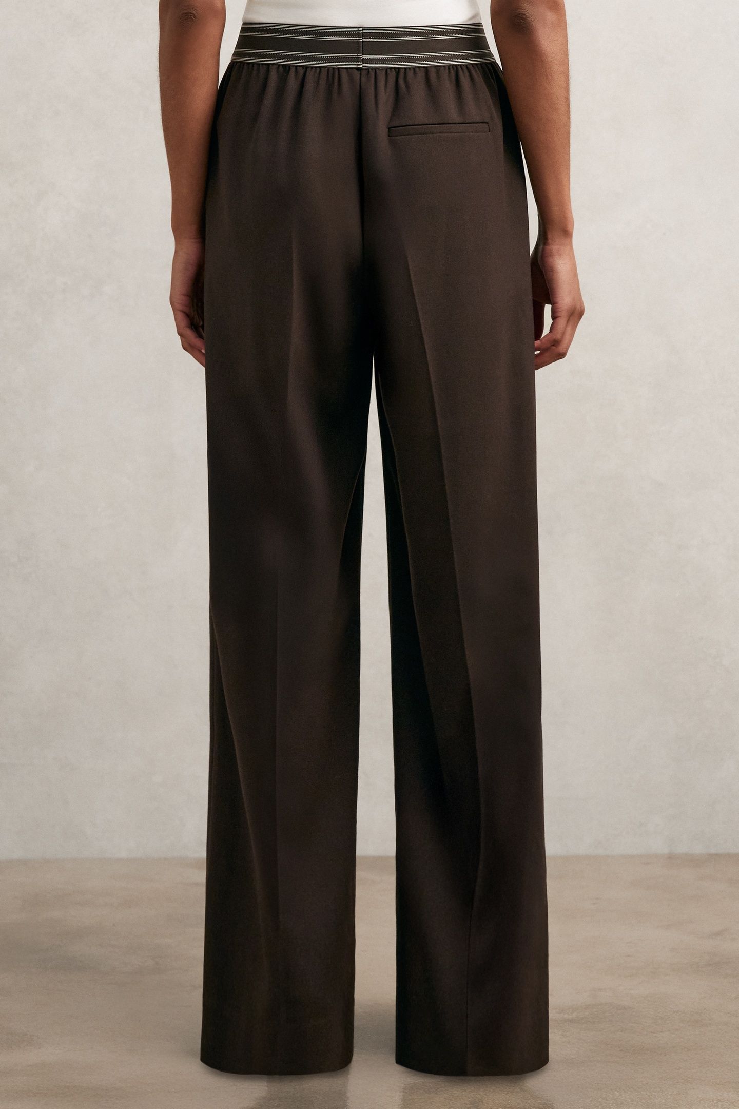 WAISTBAND WIDE LEG TROUSER CHOCOLATE BROWN 3