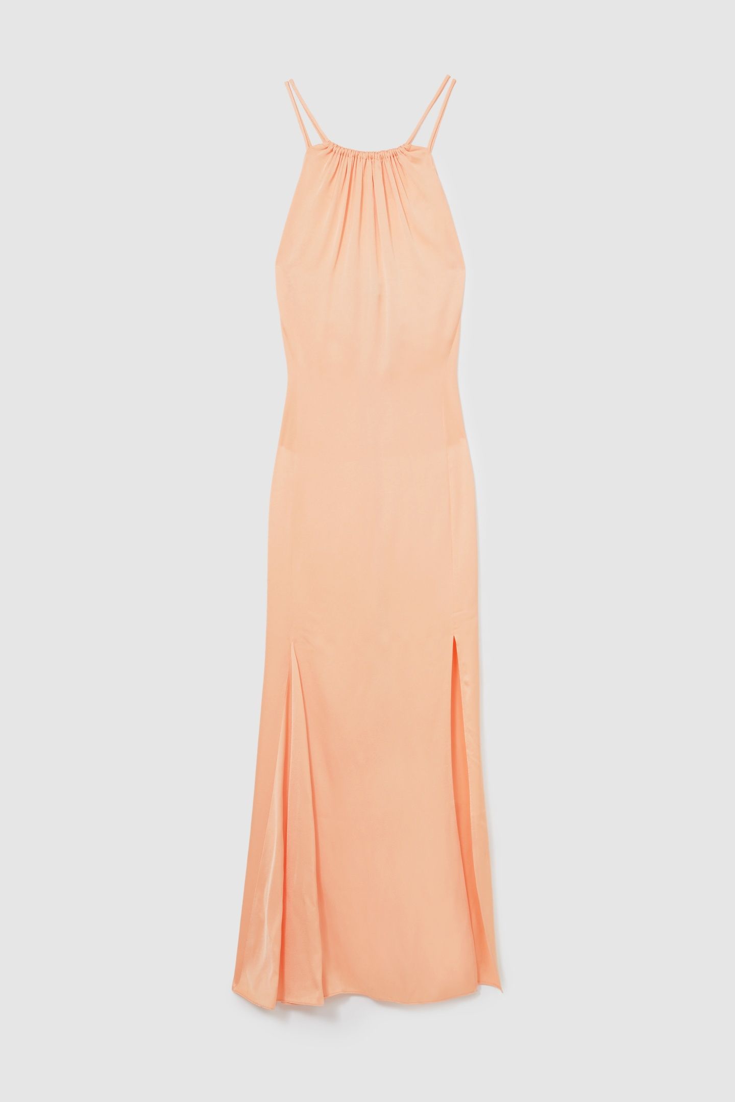 SATIN HALTERNECK DRESS PEACH 3
