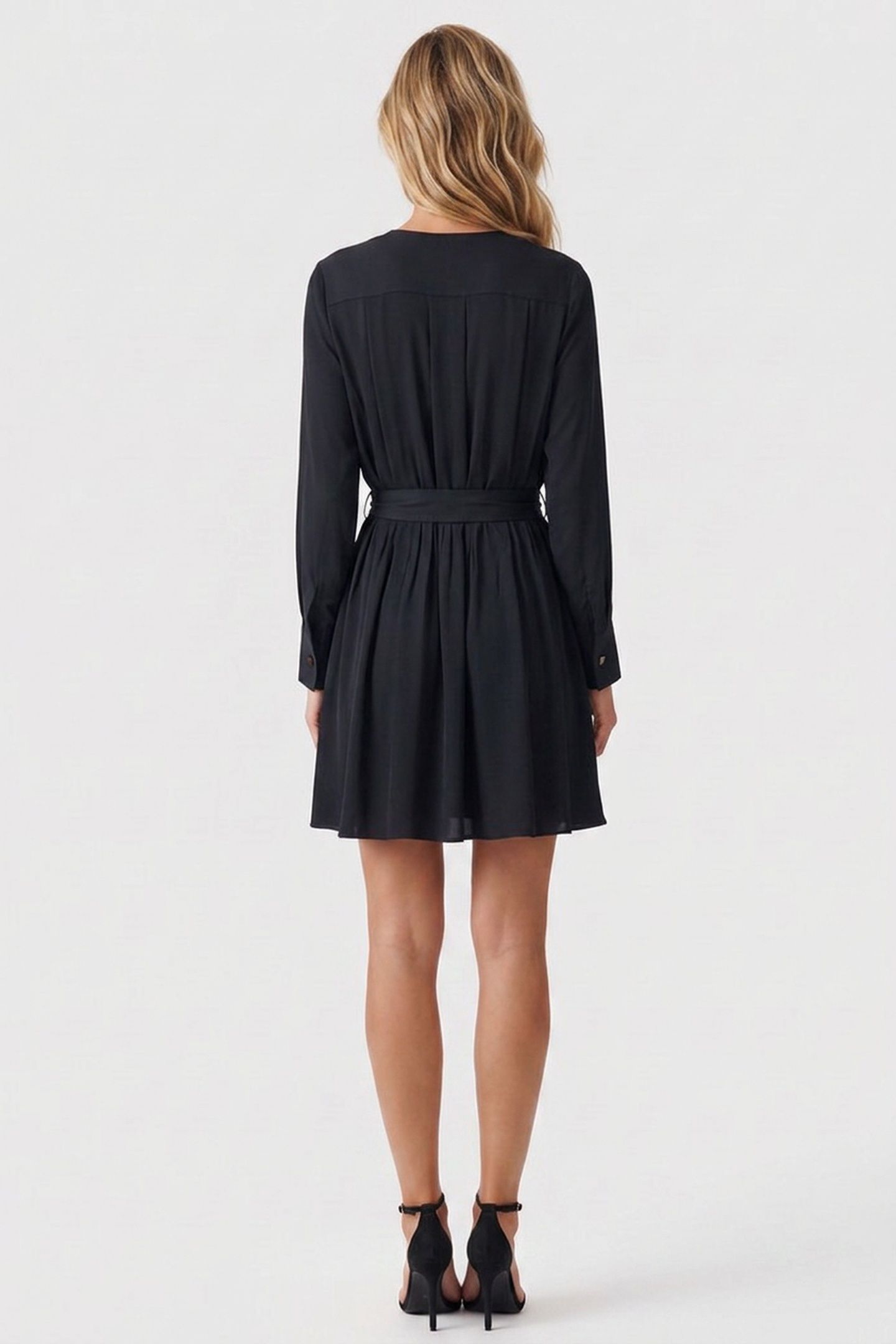 ANITA V NECK FLARED JET BLACK A996 2