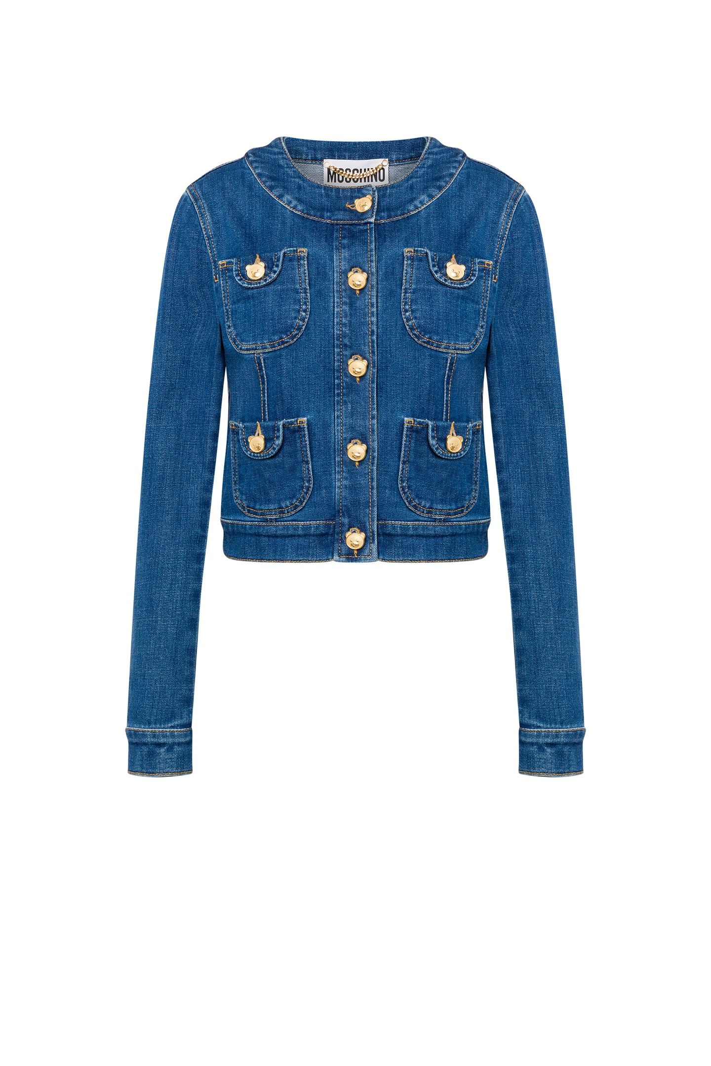 TEDDY BUTTONS STRETCH DENIM JACKET BLUE 3