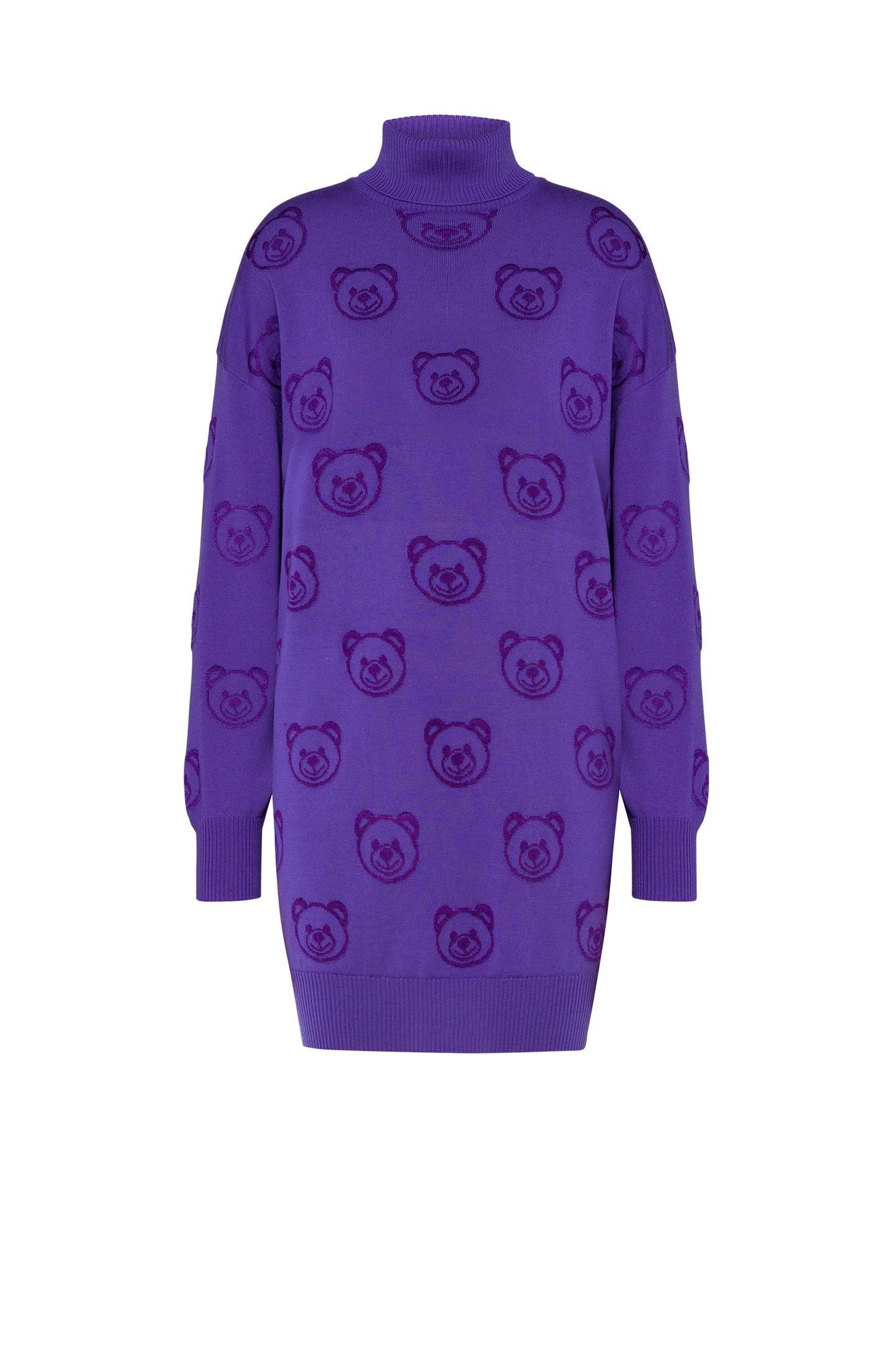 ALLOVER TEDDY BEAR WOOL DRESS PURPLE 3