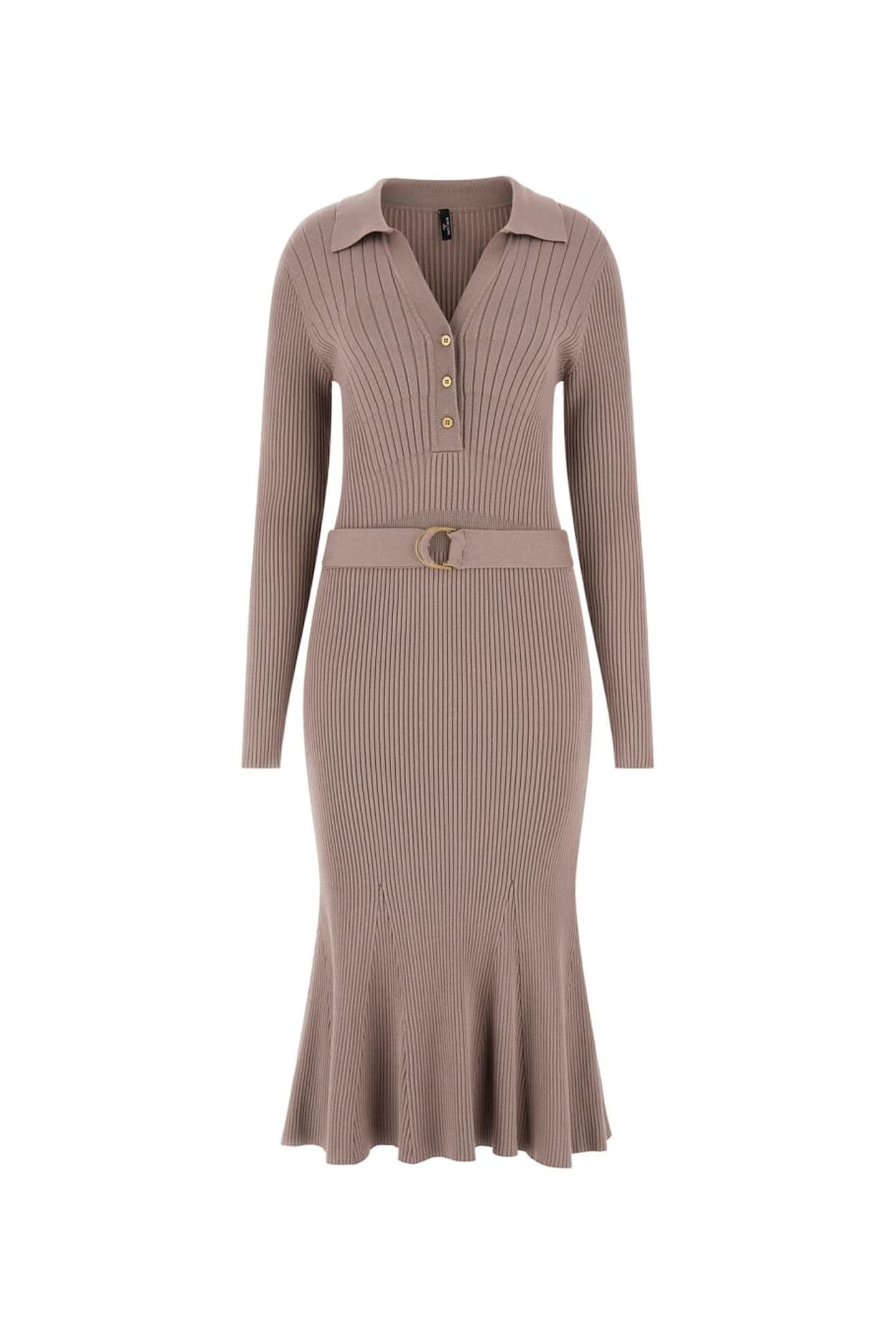 AGATHE POLO LS DRESS SILK TAUPE 6