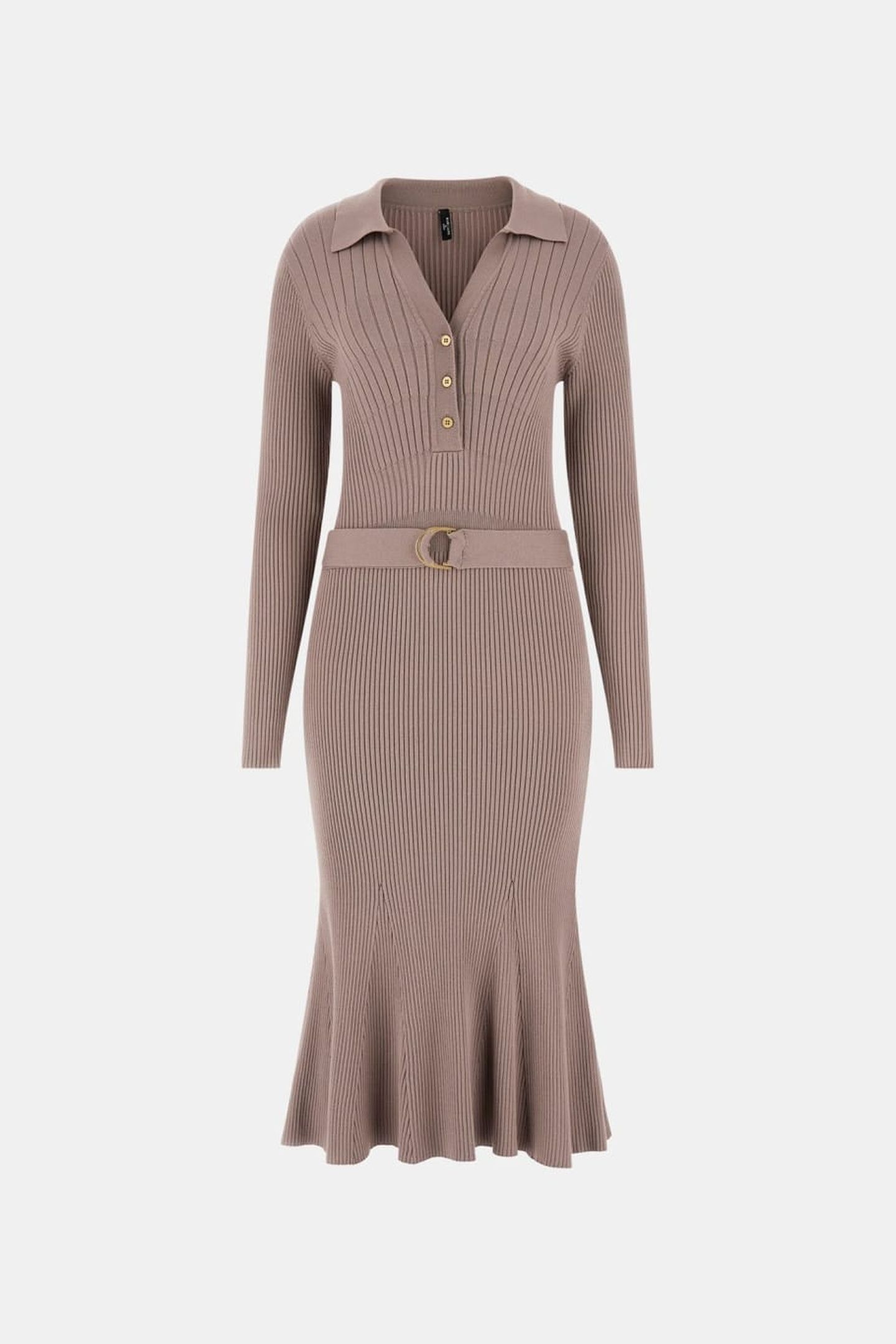 AGATHE POLO LS DRESS SILK TAUPE 7
