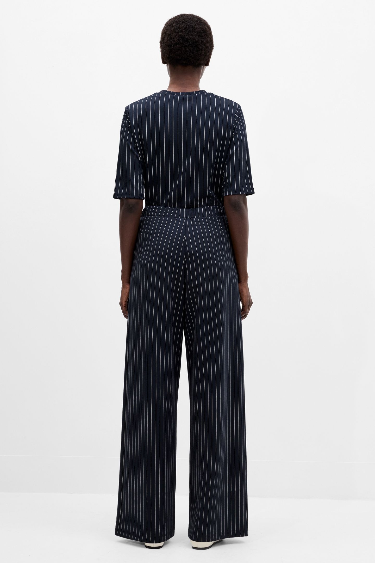 REGINA JERSEY WIDE LEG TROUSER NAVY/WHITE 3