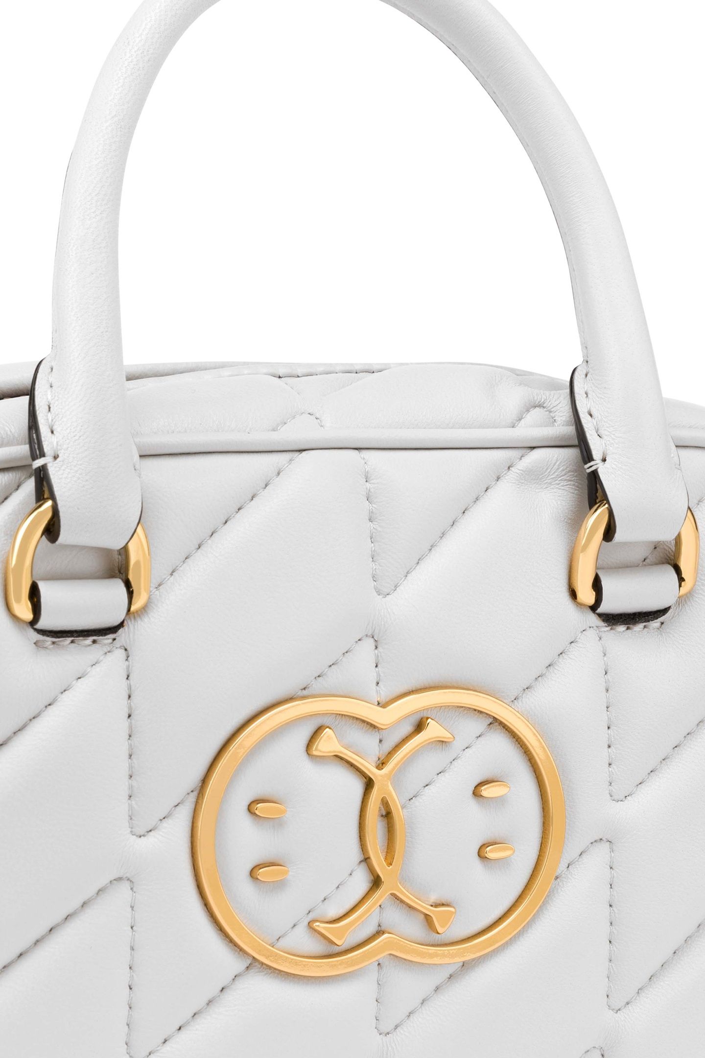 DOUBLE SMILEY® LOGO QUILTED HANDBAG WHITE 4
