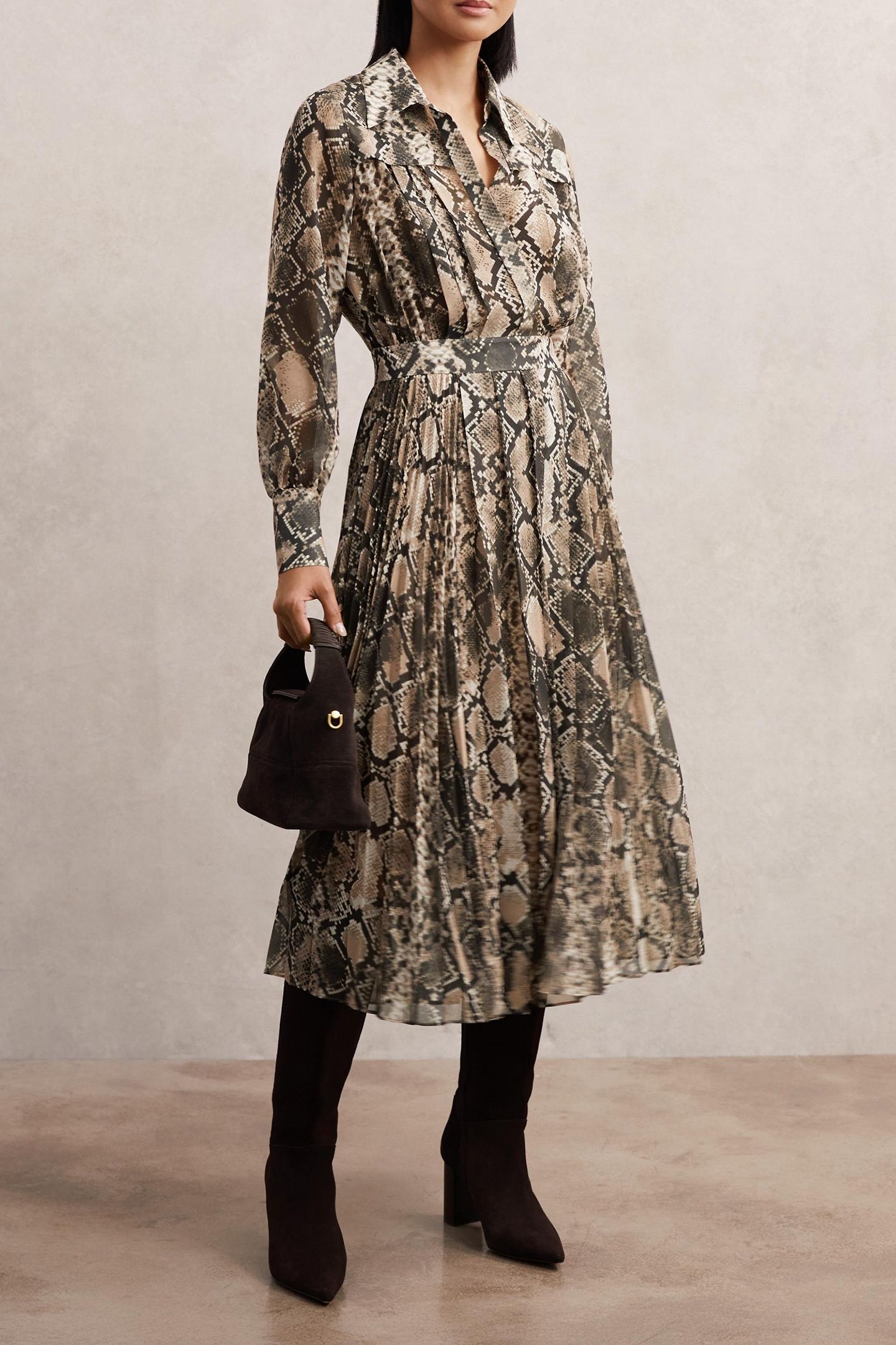 SNAKE PRINT MIDI DRESS NEUTRAL 1