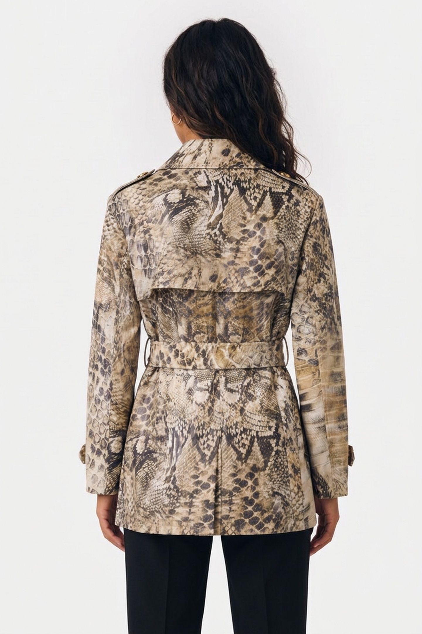 NATALIE SHORT TRENCH JUMBLE SKIN PRINT 2