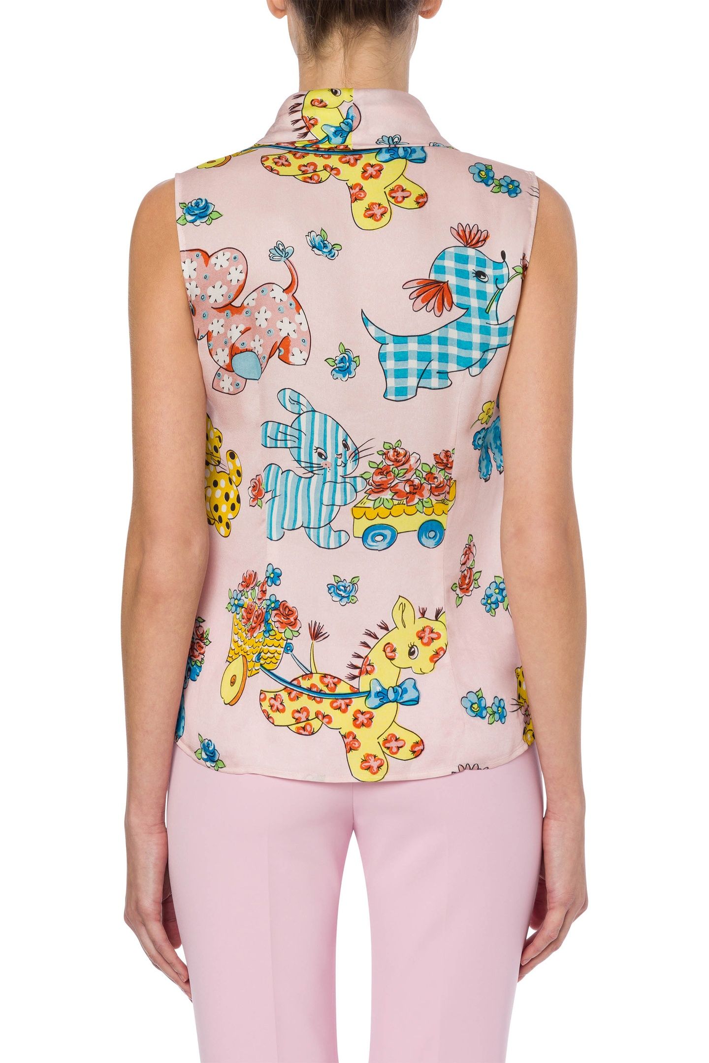 TOP IN GEORGETTE CALICO ANIMALS PINK 2
