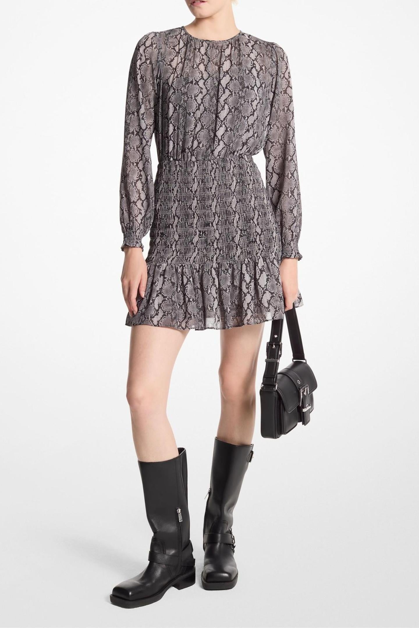 LS SMOCK MINI DRESS BLACK 1