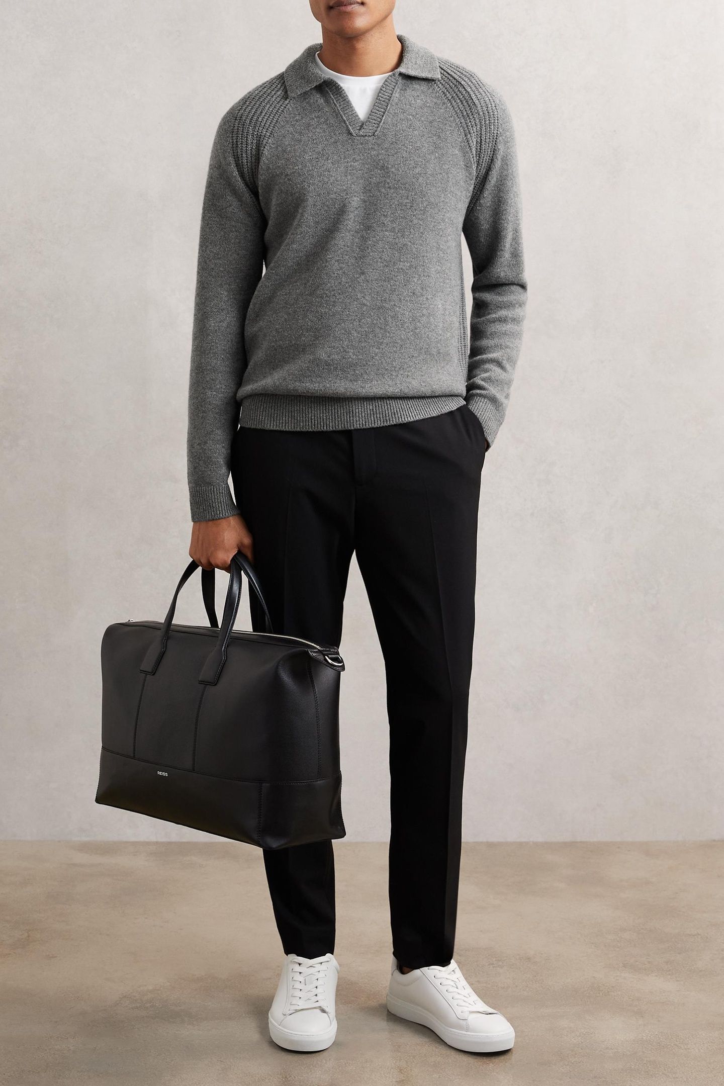 LS OPEN COLLAR JUMPER MID GREY MELANGE 3