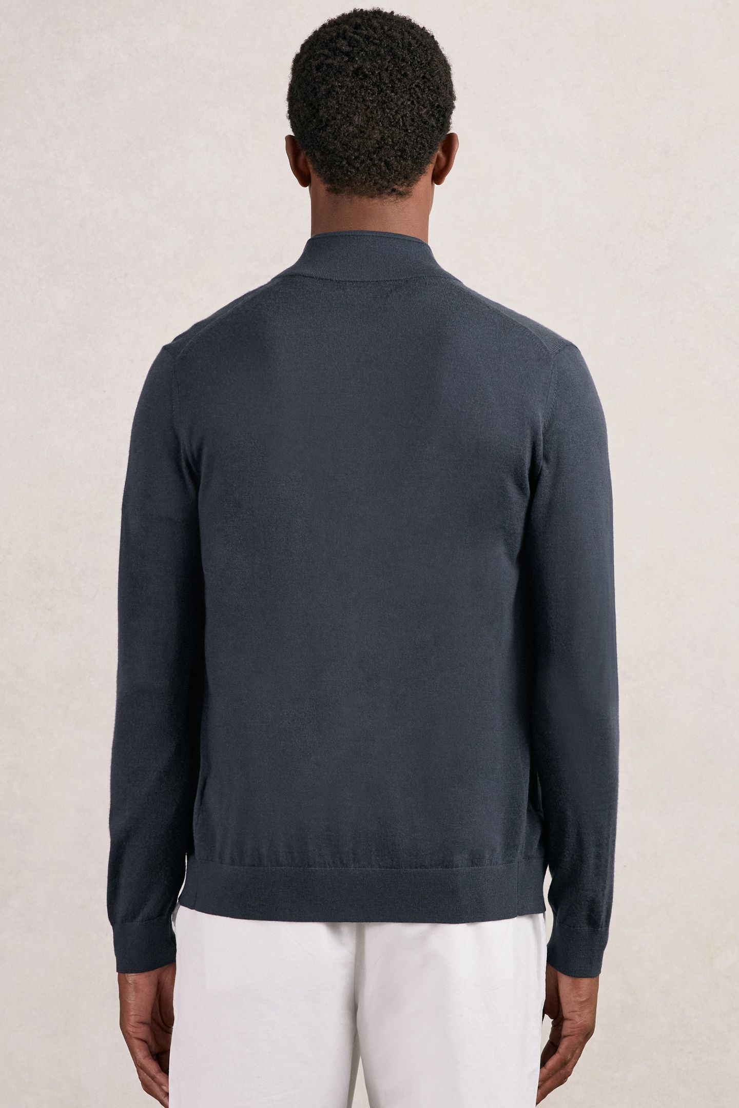 LS MERINO ZIP THROUGH FUNNEL MIDNIGHT NAVY 2