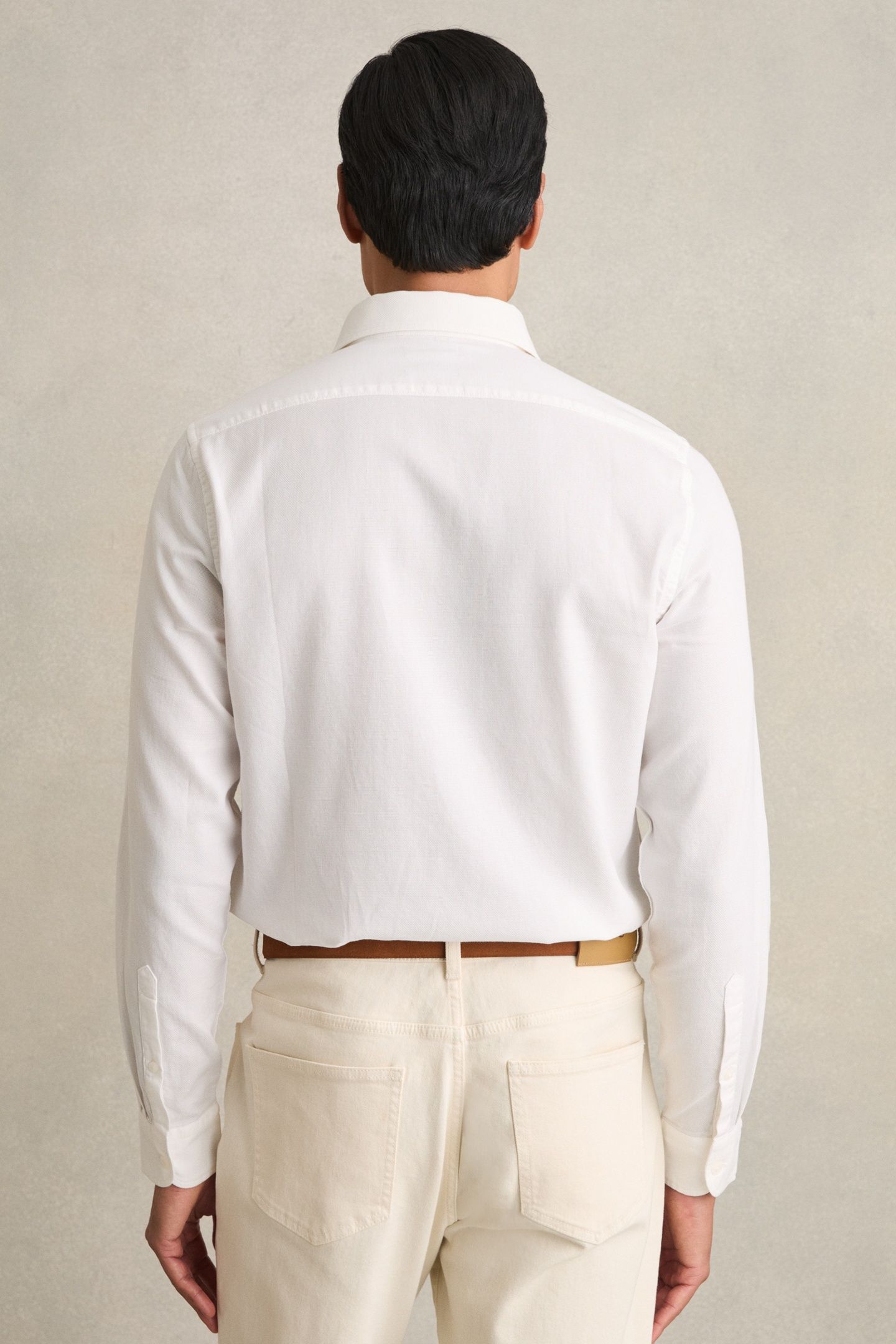 LS GARMENT DYE PIQUE SHIRT WHITE 2