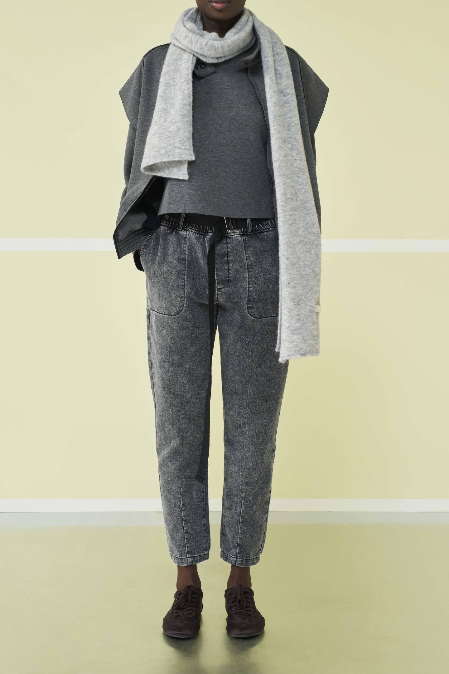 SOFT HAIRY KNIT SCARF LIGHT GREY MELEE 1