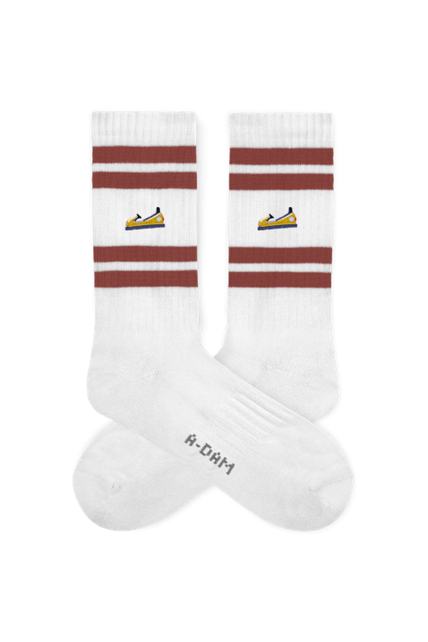A-DAM 3-PACK CREW SOCKS BURGUNDY STRIPES BUMPER WHITE 2