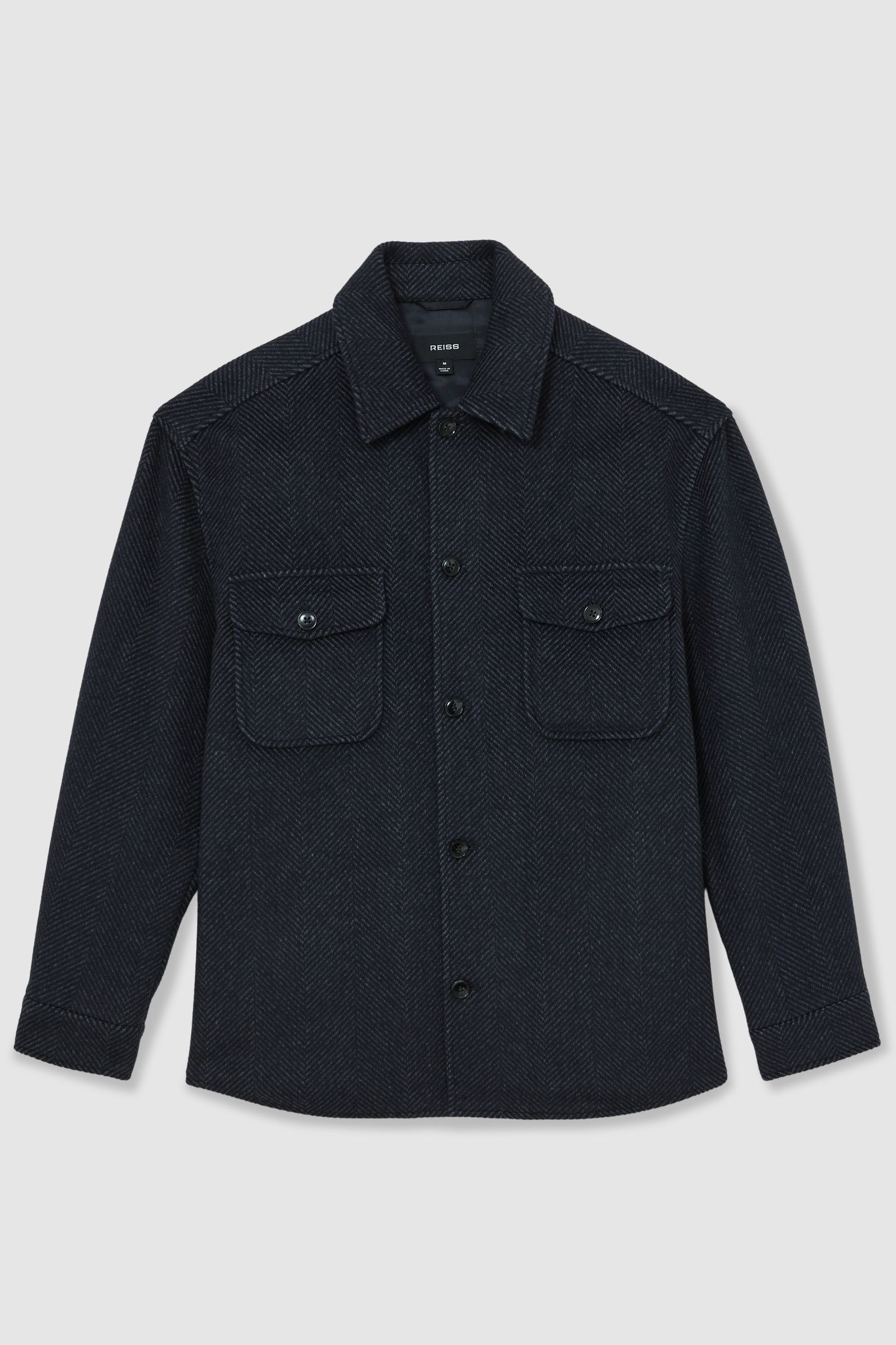 LS HERRINGBONE TWIN POCKET OVERSHIRT NAVY 5