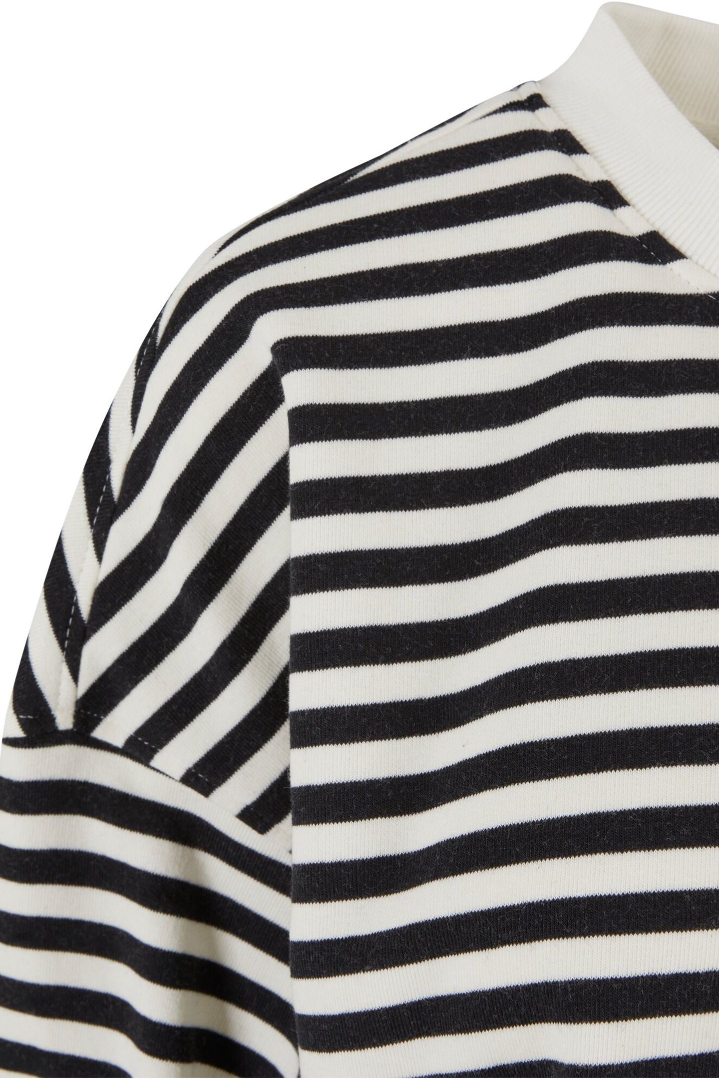 LADIES OVERSIZED STRIPED CREWNECK BLACK/WHITESAND 8