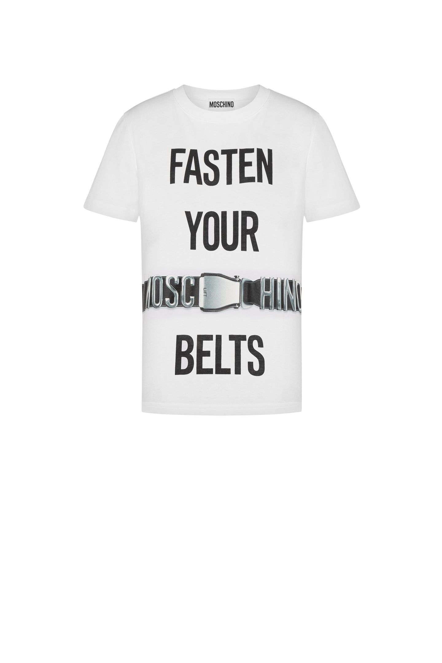 FASTEN YOUR BELT ORGANIC JERSEY T-SHIRT WHITE 3