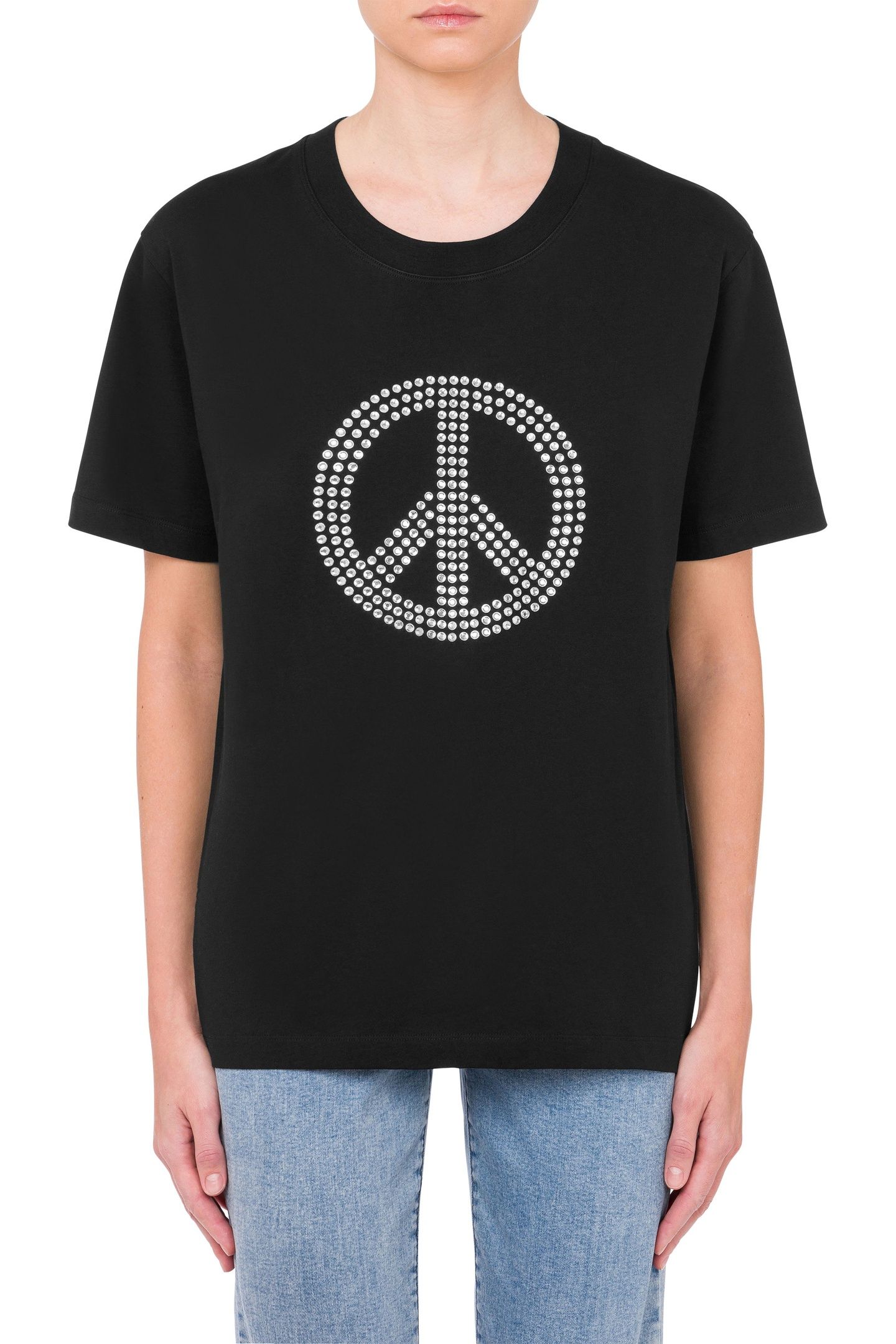 T-SHIRT IN JERSEY PEACE SYMBOL BLACK 1