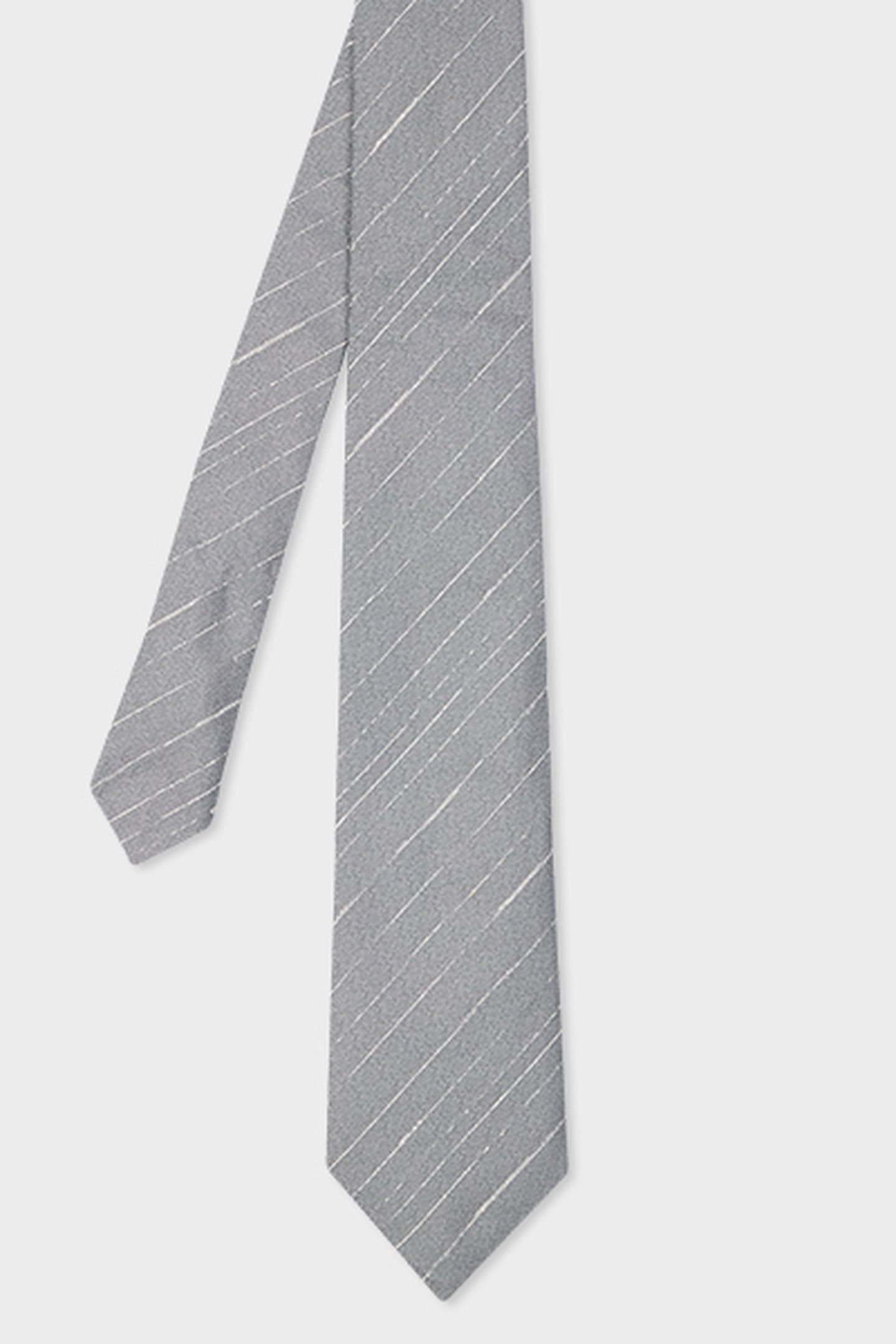 MEN TIE CREPE STRIPE SILVER 3