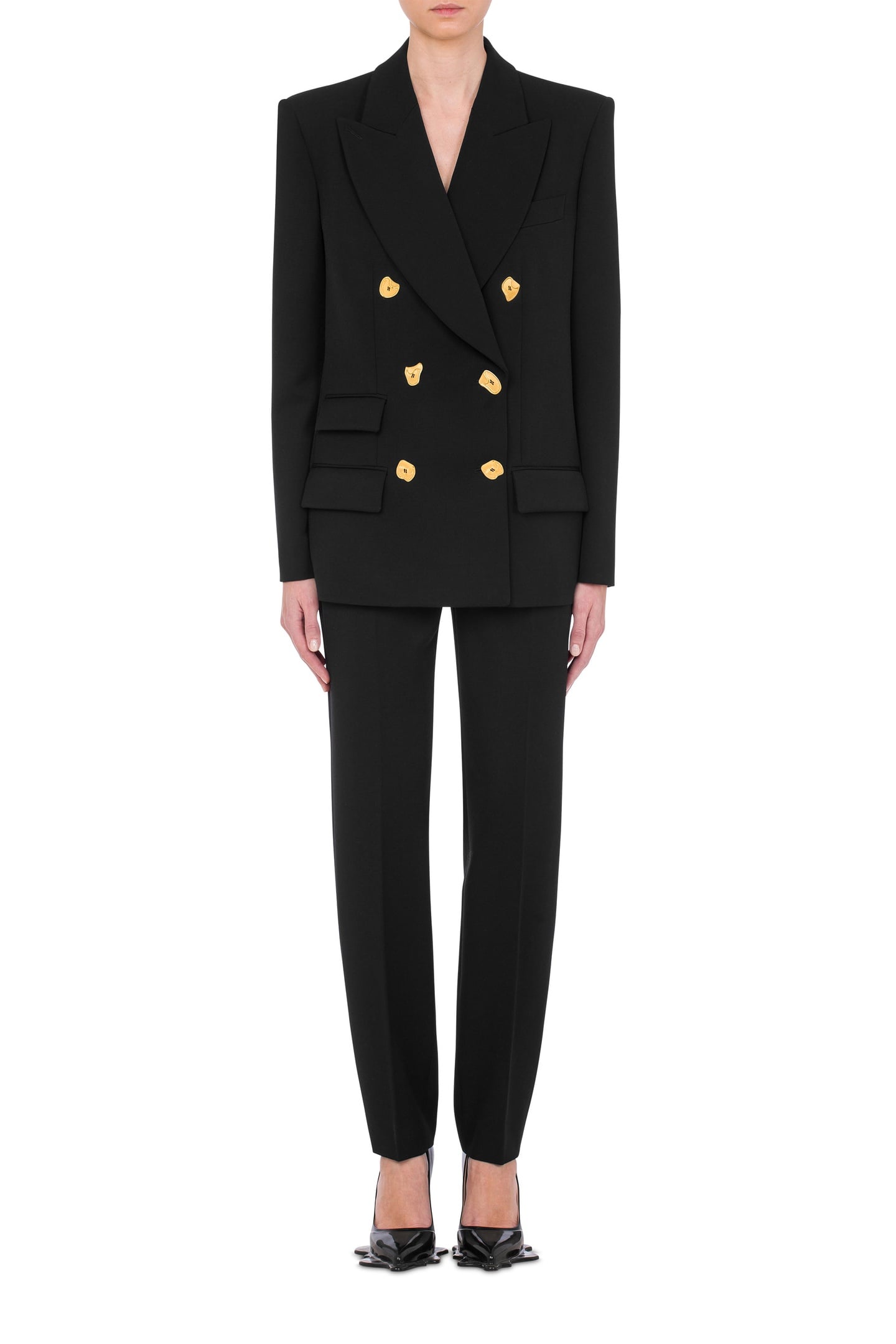 MORPHED BUTTONS WOOL GABARDINE JACKET BLACK 1