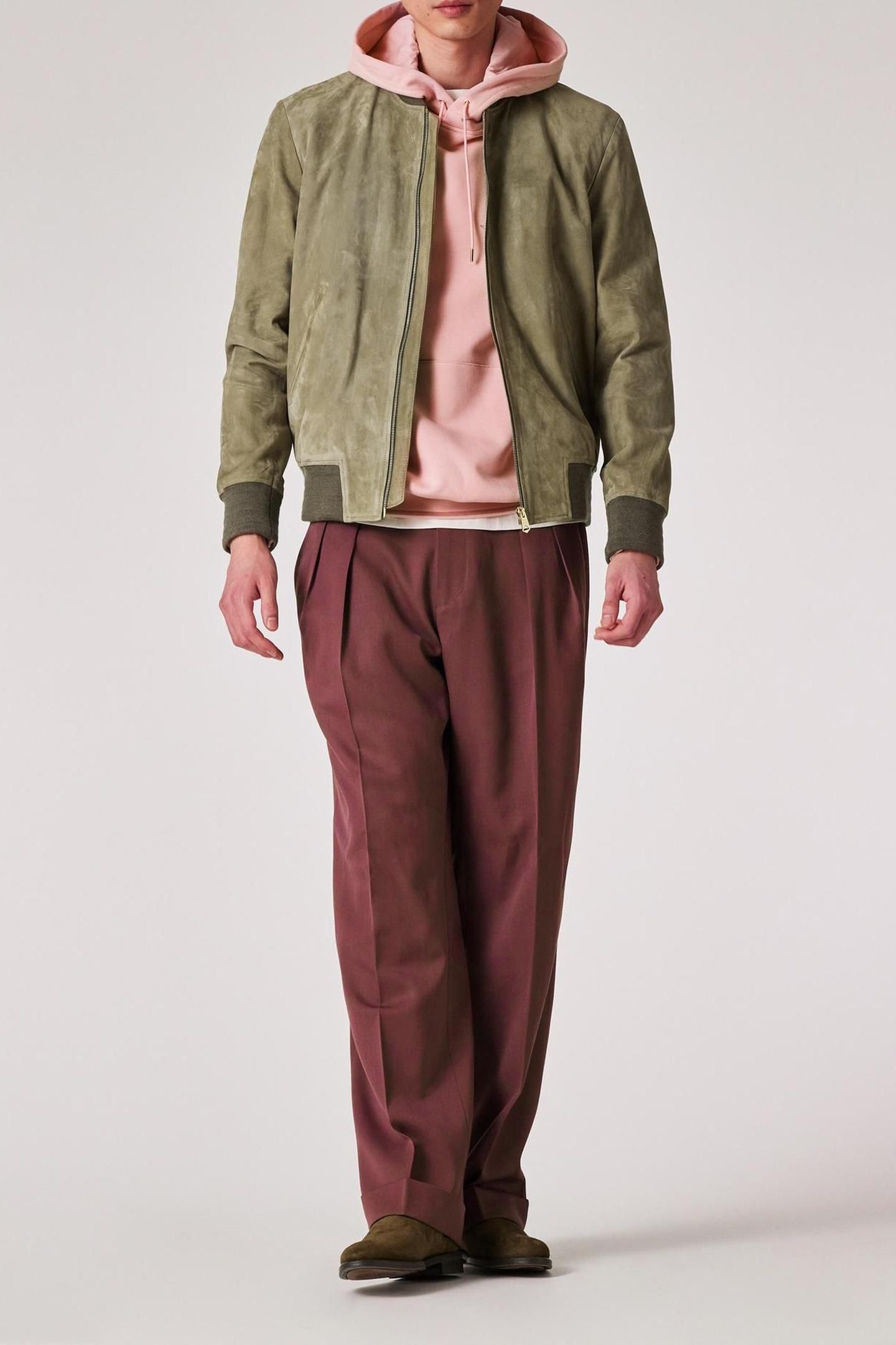 MENS REGULAR FIT SUEDE BOMBER JACKET MILITARY_GREEN 3