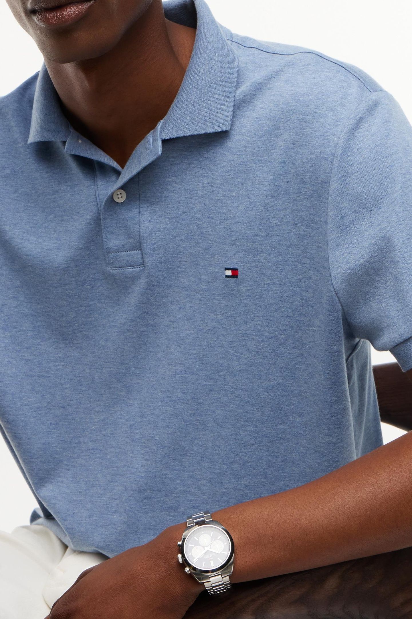 LIQUID COTTON REGULAR POLO HEATHERED BLUE 5