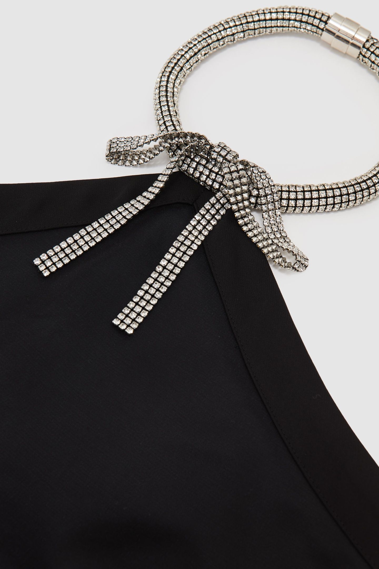 EMBELLISHED NECKLACE MINI DRESS BLACK 7
