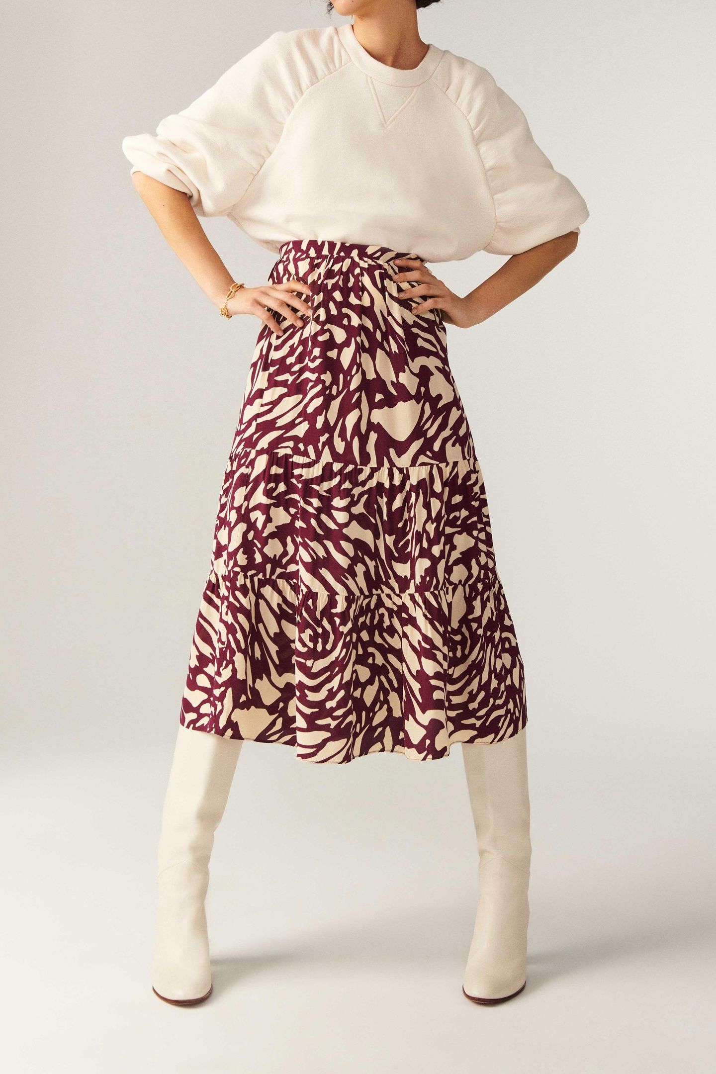 MID-LENGTH SKIRT BORDEAUX 4