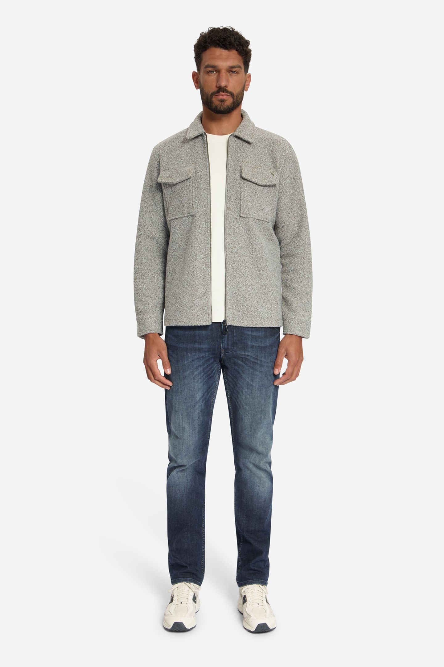 OVERSHIRT FULL ZIPPER BOUCLE SWEAT GREY MELANGE 4