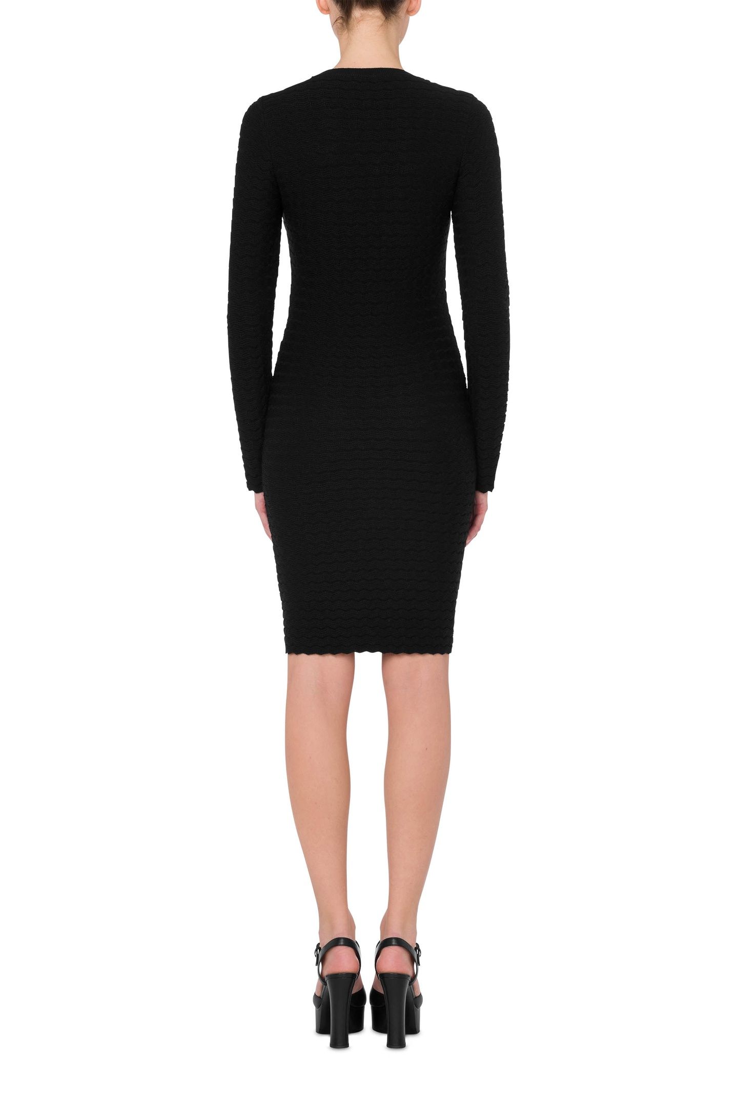FLOWER PATCH WOOL DRESS BLACK 2