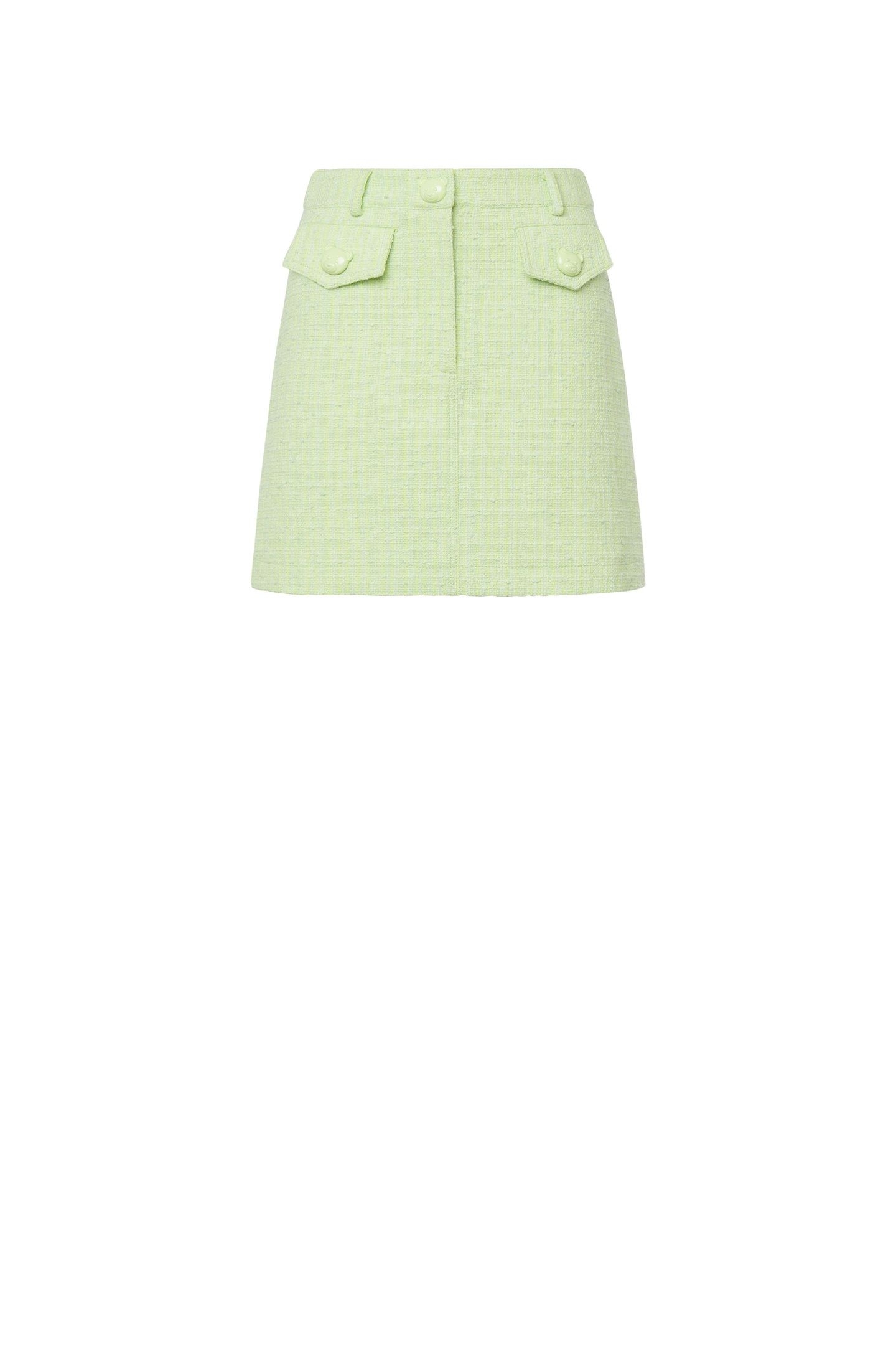 TEDDY BUTTONS TWEED MINI SKIRT GREEN 3